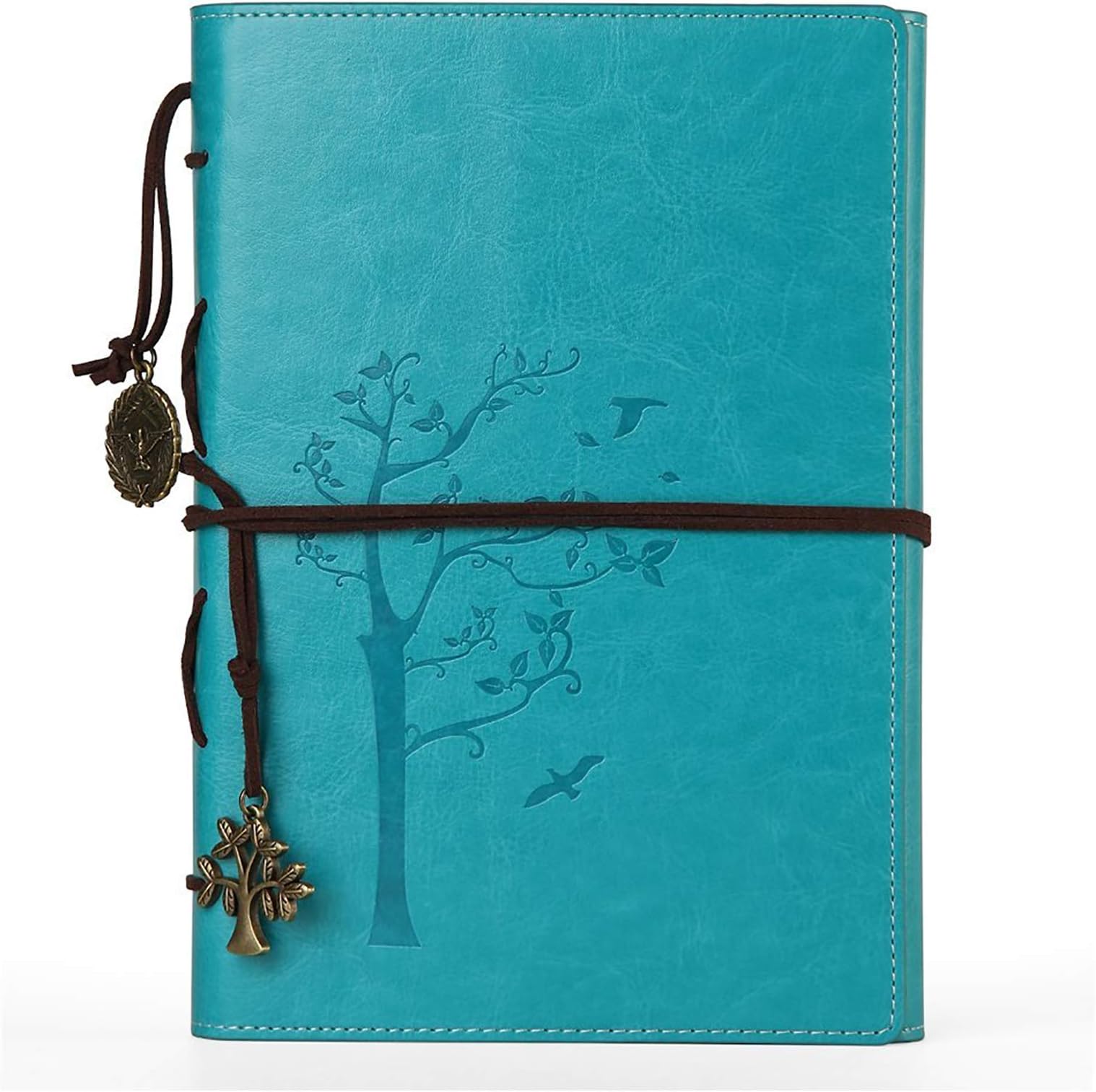 VALERY classic Leather Notebook-vintage Diary &Journal -Lined Refillable Pages-mediterranean &Middle Ages Design-men&women Daily Use Gift(Aqua blue)