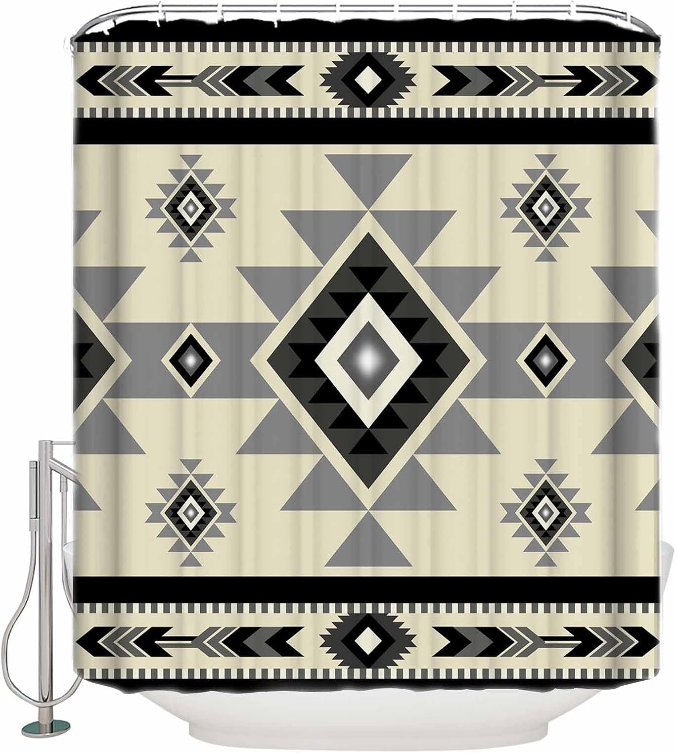 Decorative Shower Curtain Black Polyester Fabric Waterproof Bath Shower Curtains Bathroom Accessories Western Southwest Native American Indian Machine Washable Curtain 72x78 Inch for Home Hotel