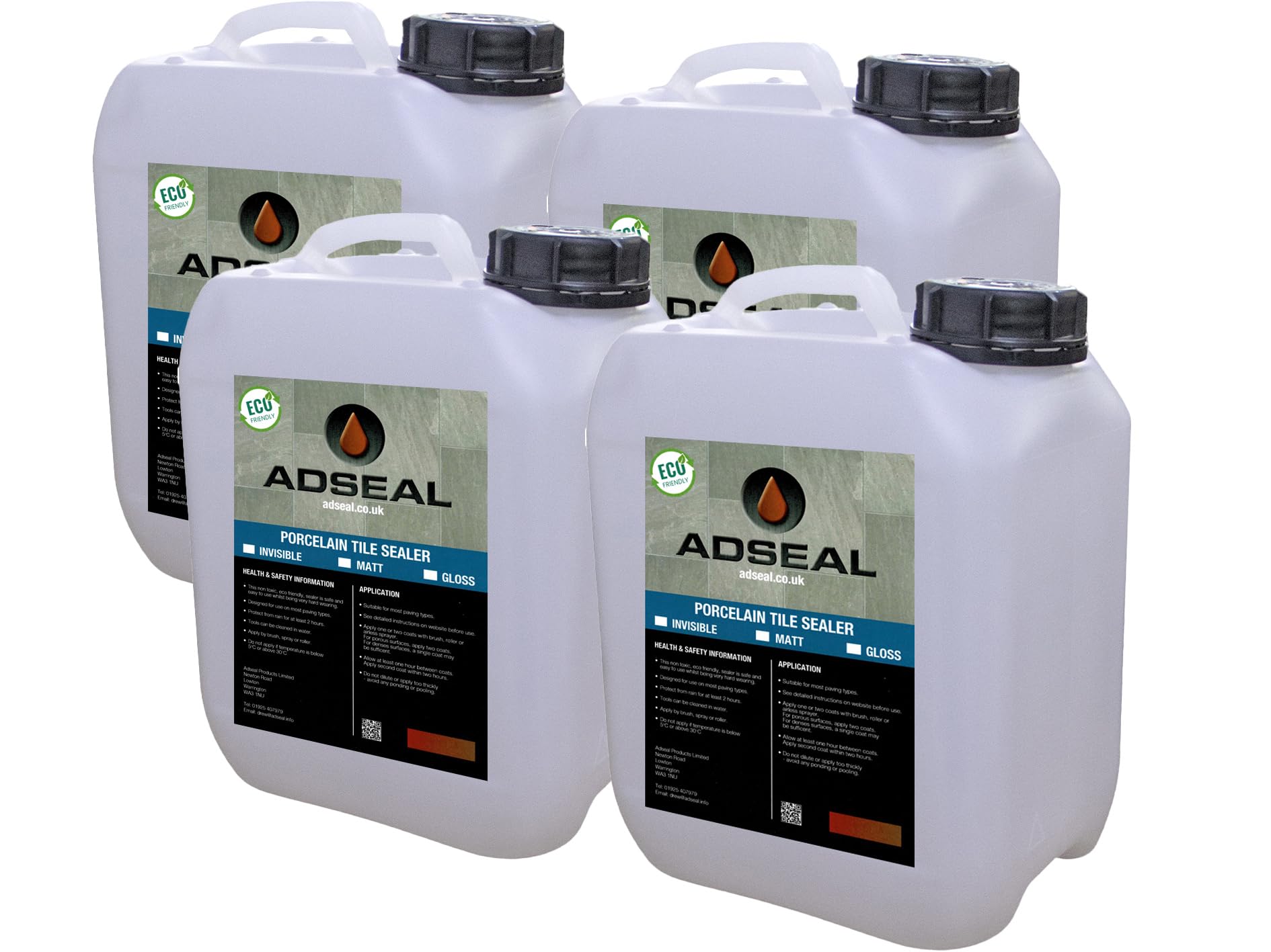 AdSeal Porcelain Tile Sealer - Invisible Finish - Breathable Coating for Porcelain And All Natural Stone Surfaces Including Sandstone, Limestone, Yorkstone Etc. (Invisible, X-Large)