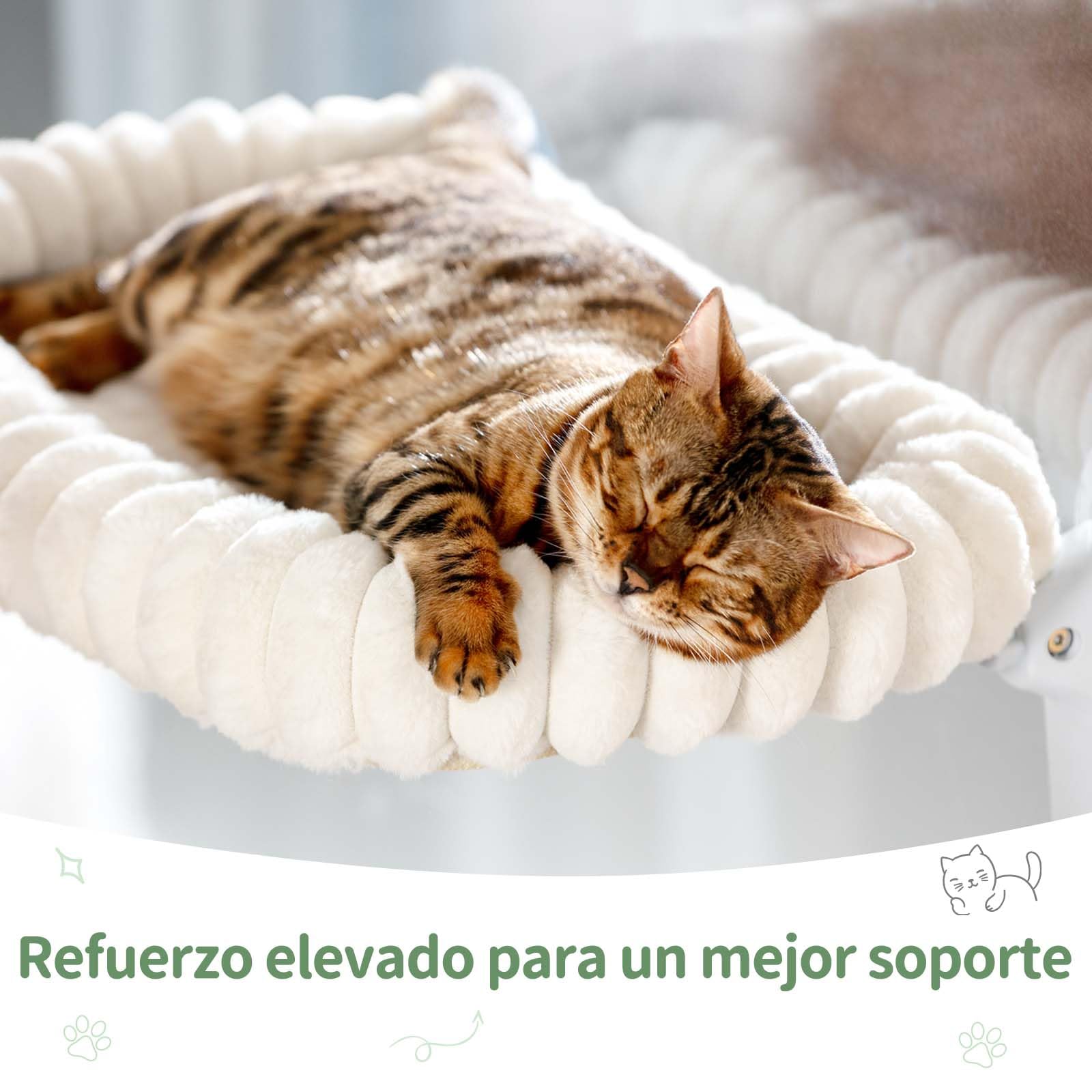 GUUSII HOME Hamaca Gato Ventana Plegable Cama con Ventosa Fuerte Gatos Grande Colgante Soporte Camita para Gatitos de Interior con Alfombra Reversible Cat Window Perch Bed 54 * 30cm (Camello Claro, M)