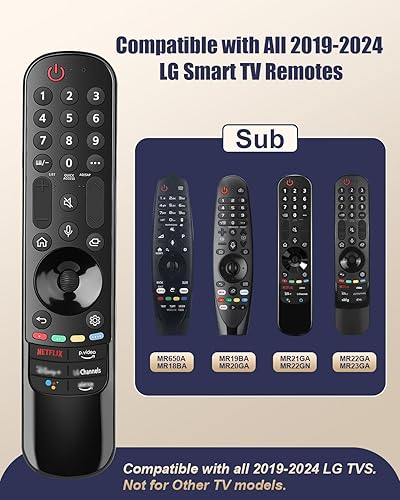 Miniatura 3 de Control remoto de voz de repuesto para televisores inteligentes LG 2019-2024, compatible con Magic Remote AN-MR2021222324GA con puntero, 2 años de