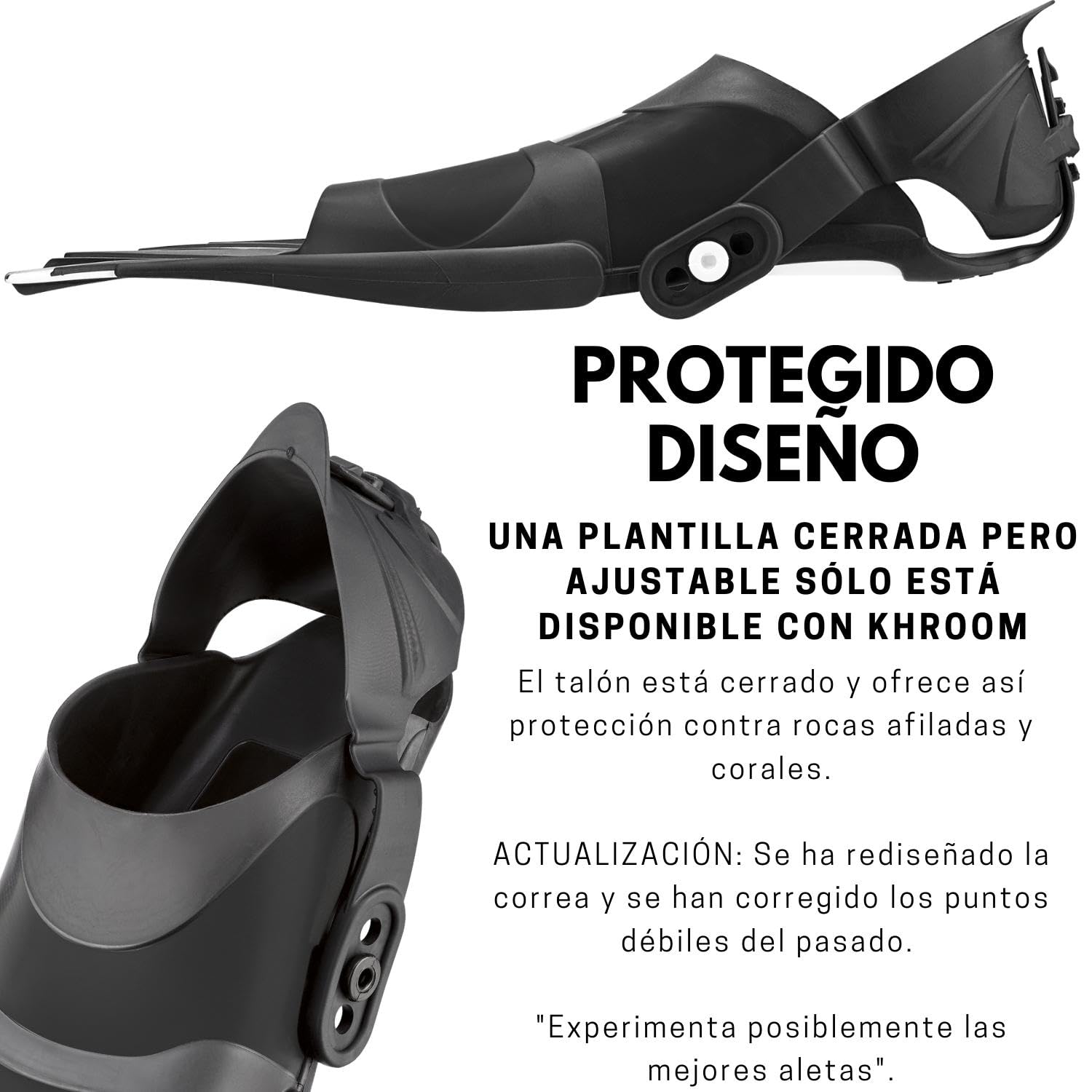 Khroom Aletas de esnórquel Ajustables Cortas con Bolsillo para Colgar Tallas 36 – 47, Aletas Cortas para Nadar Adultos, Mujeres y Hombres, Aletas de Buceo, Entrenamiento de natación