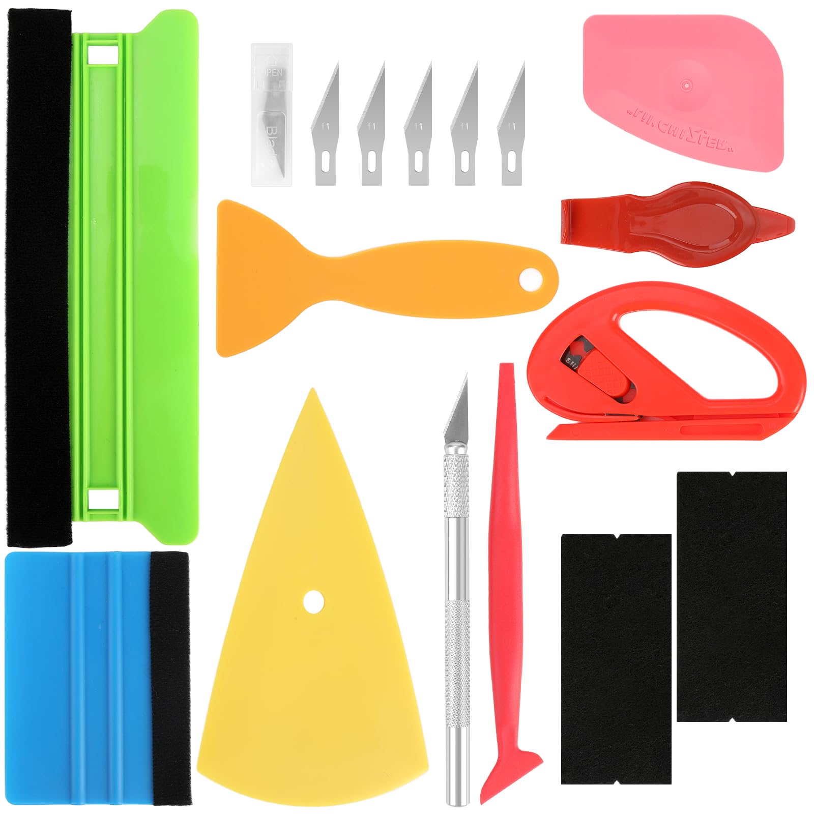 16 Pcs Vinyl Wrap Tools, with Felt Squeegee, Trimmer, Wallpaper Smoother