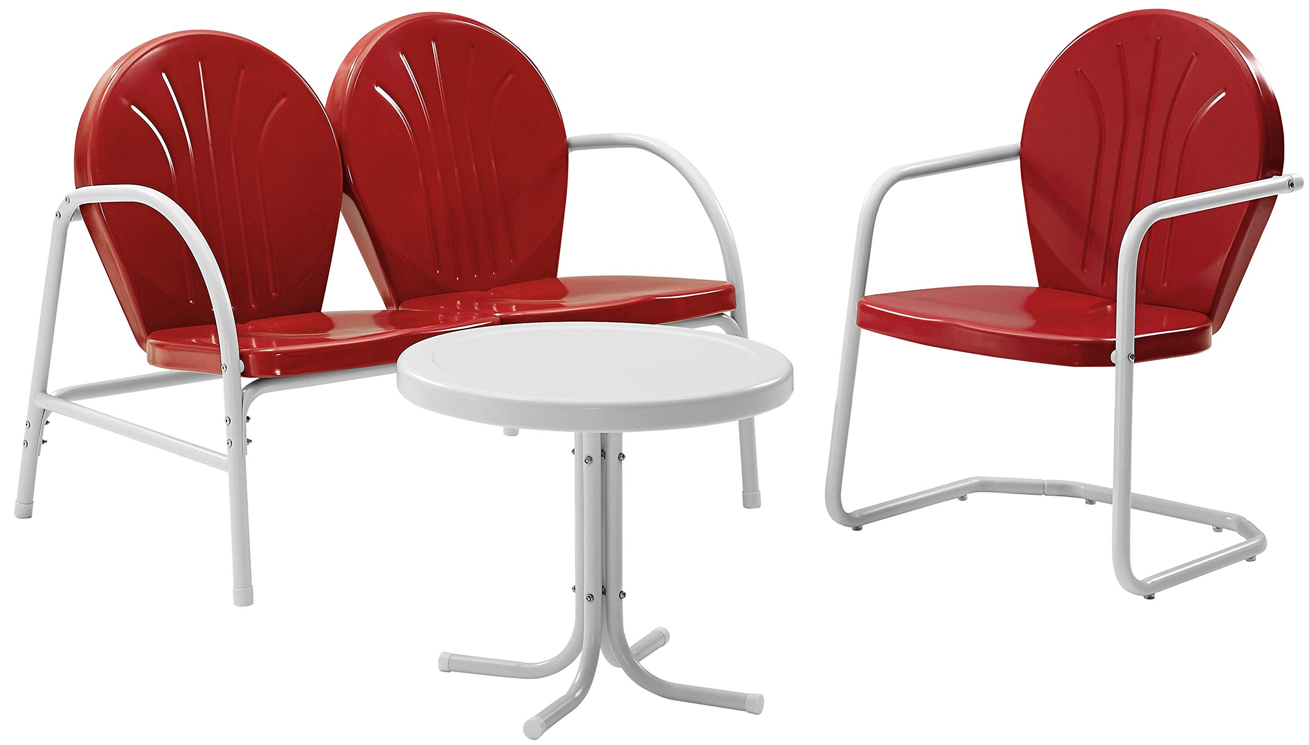 Crosley Furniture Griffith 3-Piece Metal Outdoor Conversation Set with  Table, Loveseat, and Chair Red