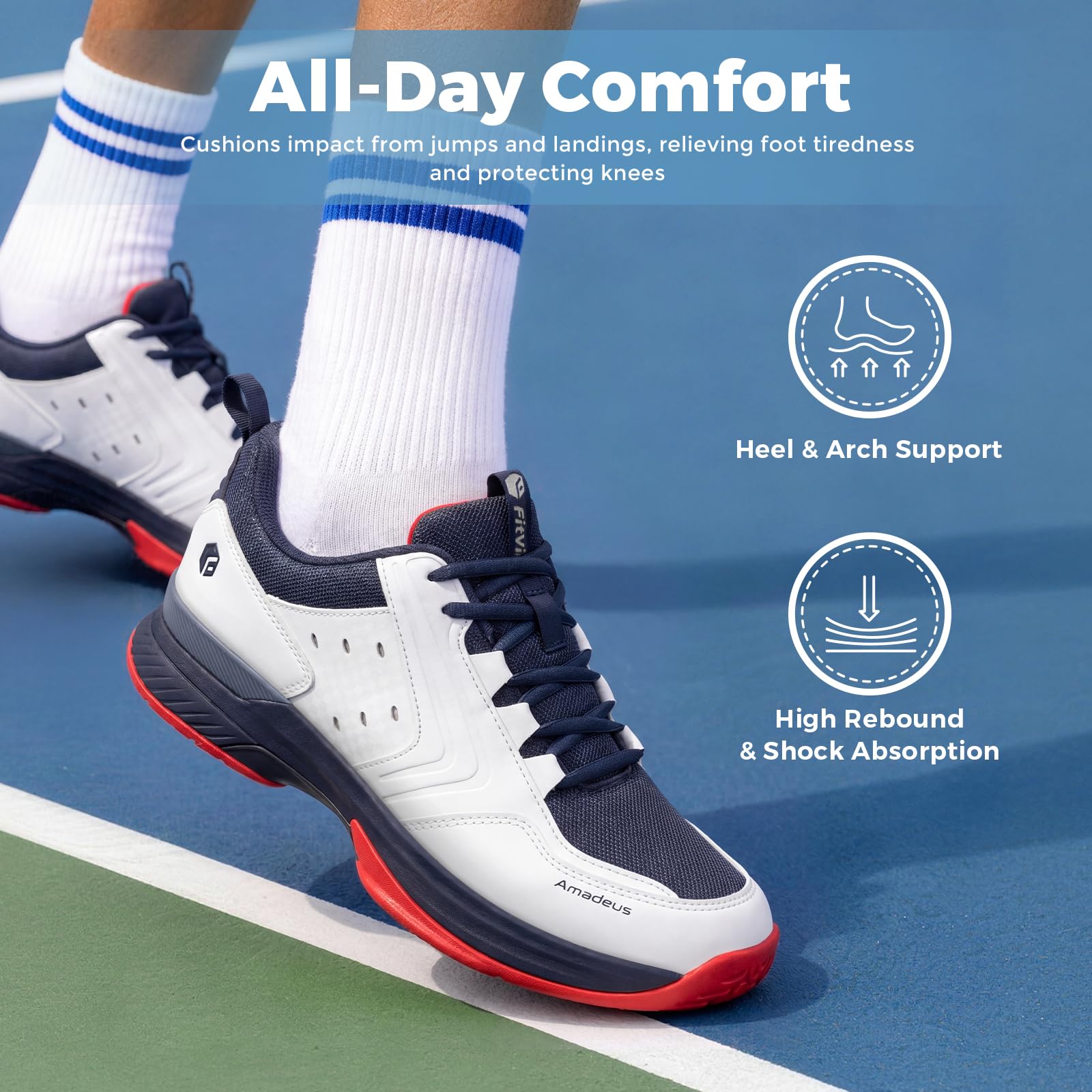FitVille Tennisschuhe Herren Extra Weit Sportschuhe Atmungsaktiv Badminton Schuhe Bequeme Fitnessschuhe Sneaker Gr.40-50