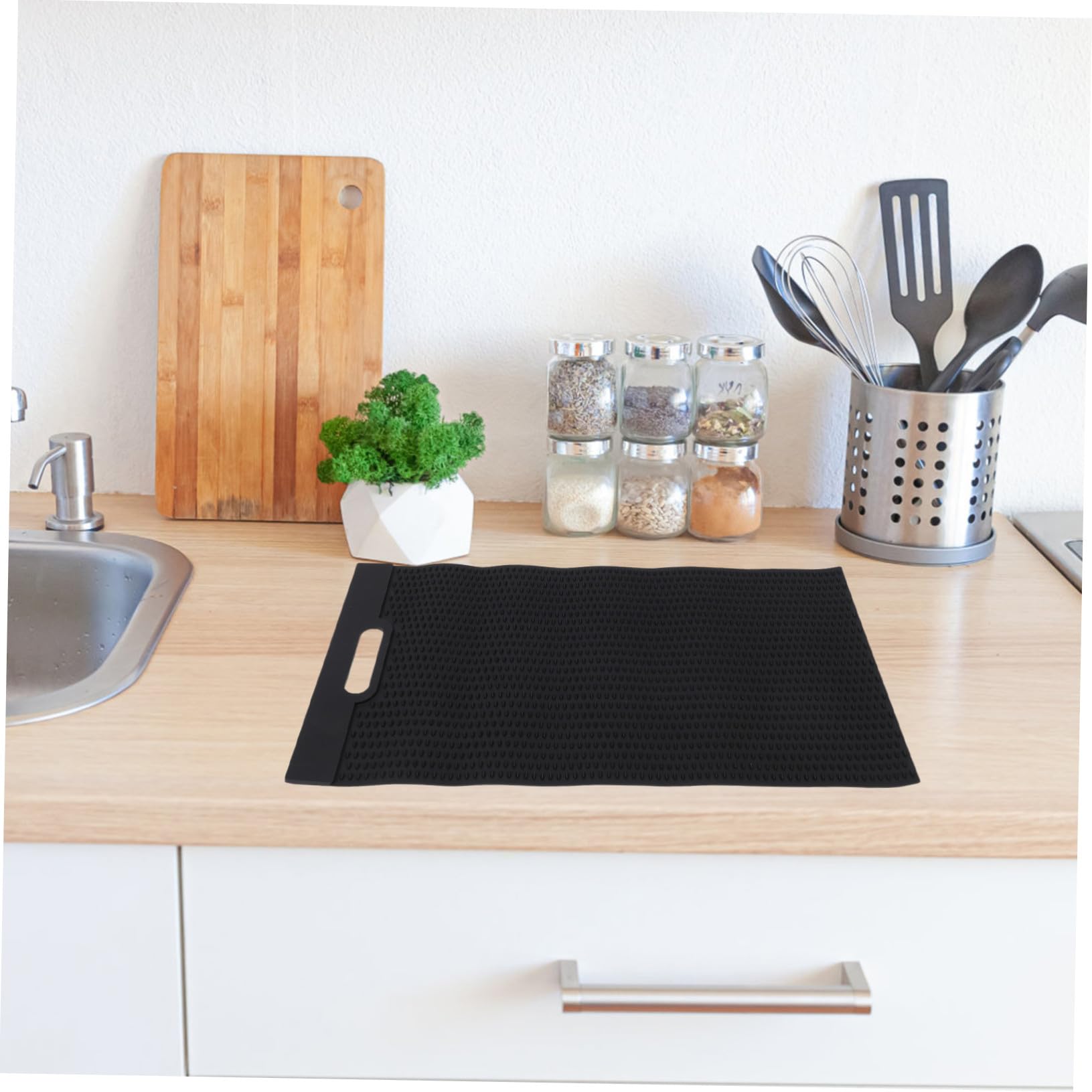 Pvc Fischmatte Antirutsch Küchenmatte Fischputzbrett Entwässerungsmatte Fischfiletunterlage Klein Schwarz Langlebig Vielseitig Für Fischreinigung Und Filetieren