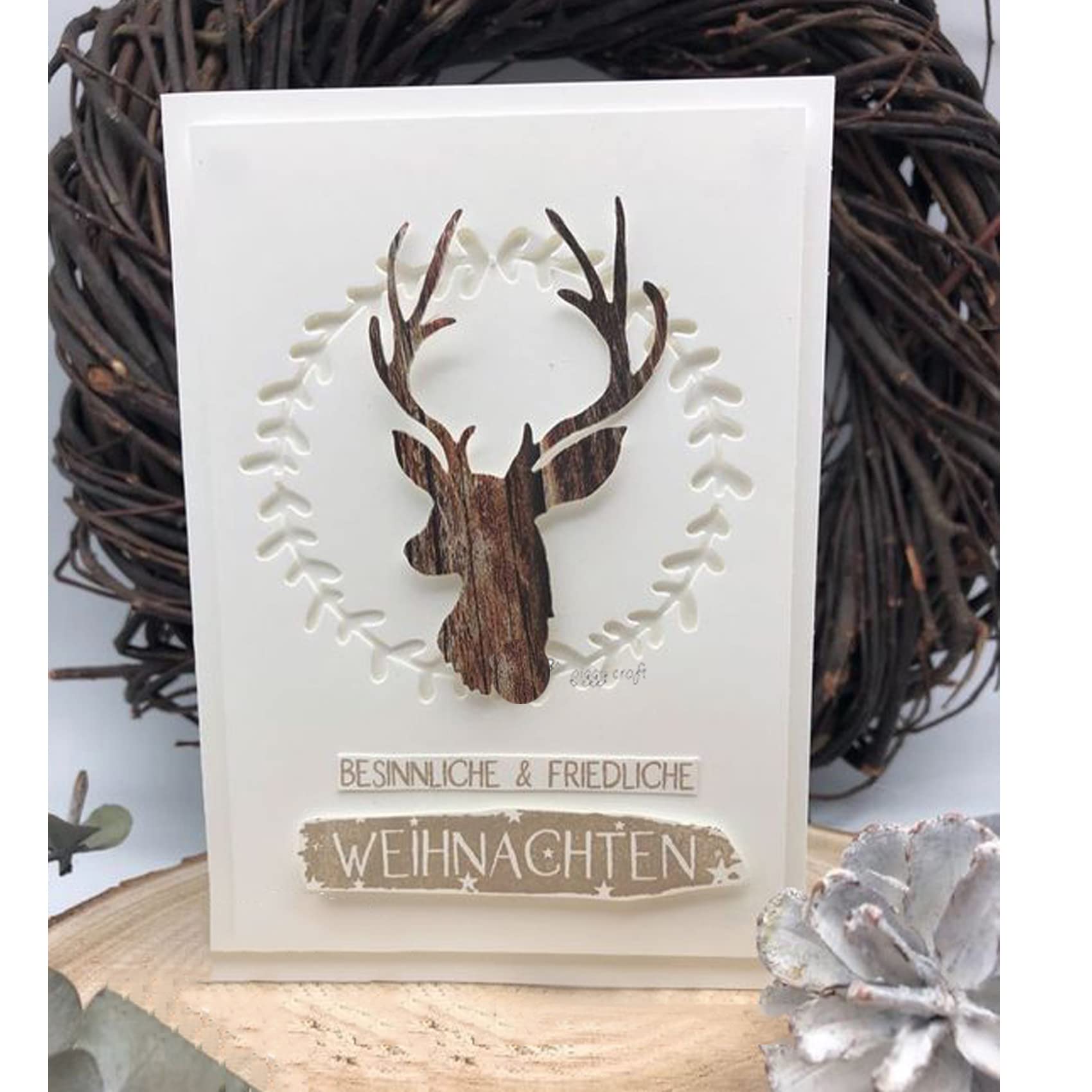 Fustelle Metalliche Per Biglietti Natalizi – Motivo Lanterna Con Cervo, 13,3x10,8 Cm, Per Scrapbooking