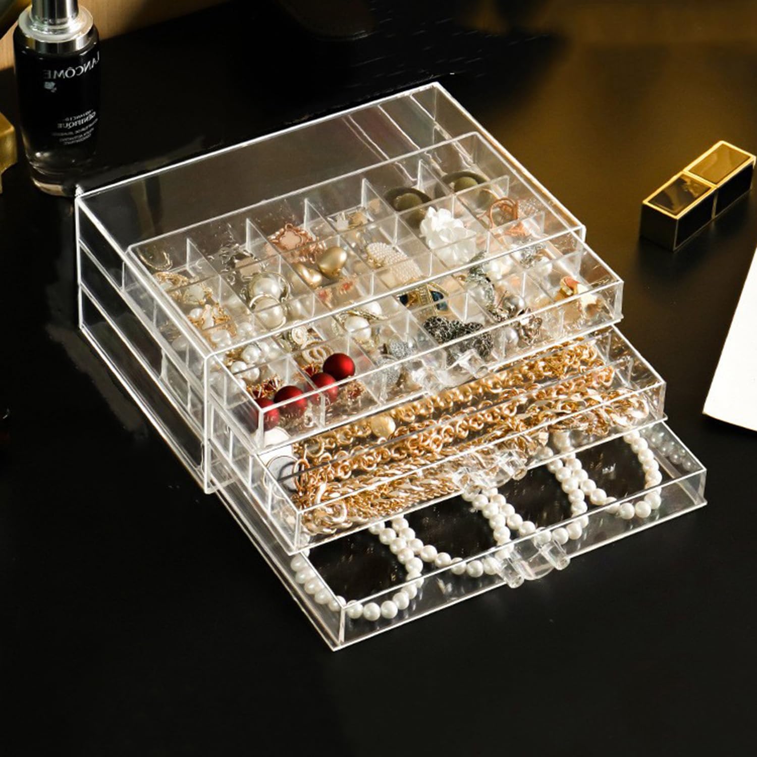 Boîte pour colliers et bracelets en acrylique anti-poussière