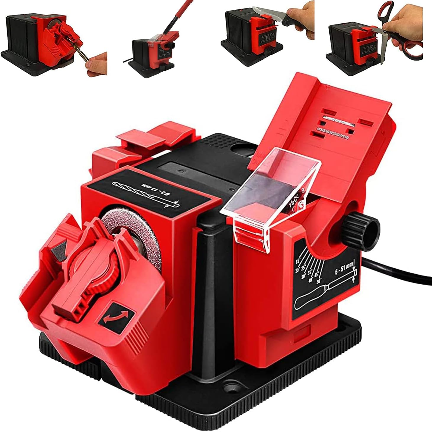 Electric Drill Bit Sharpener, 3-in-1 Universal Sharpening Station, Multifunction Electric Sharpening Machine for Drill Bit Knife Chisel Scissor
