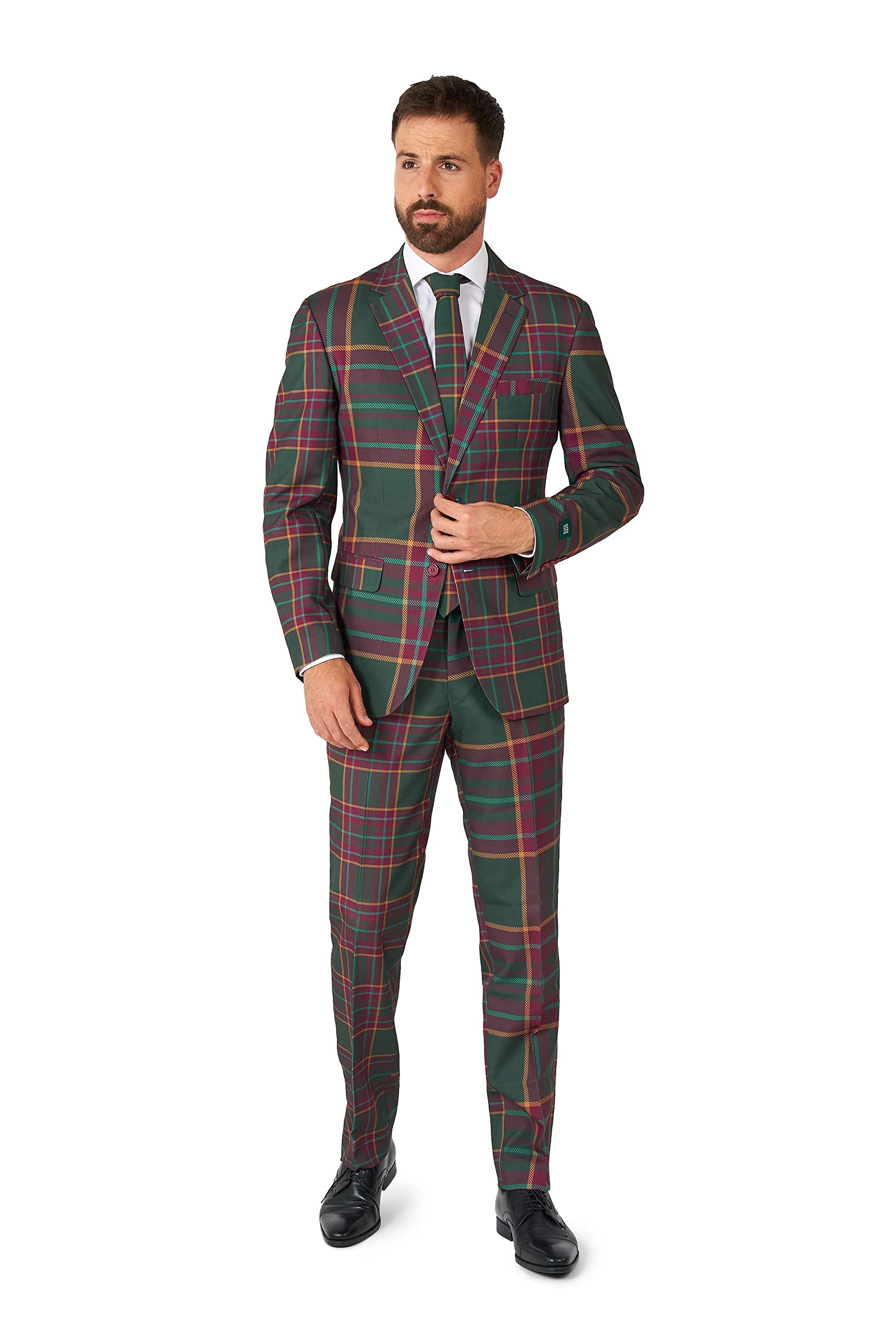 OppoSuits Herrenanzug - Weihnachts-Tartan-Outfit - Rot, Grün