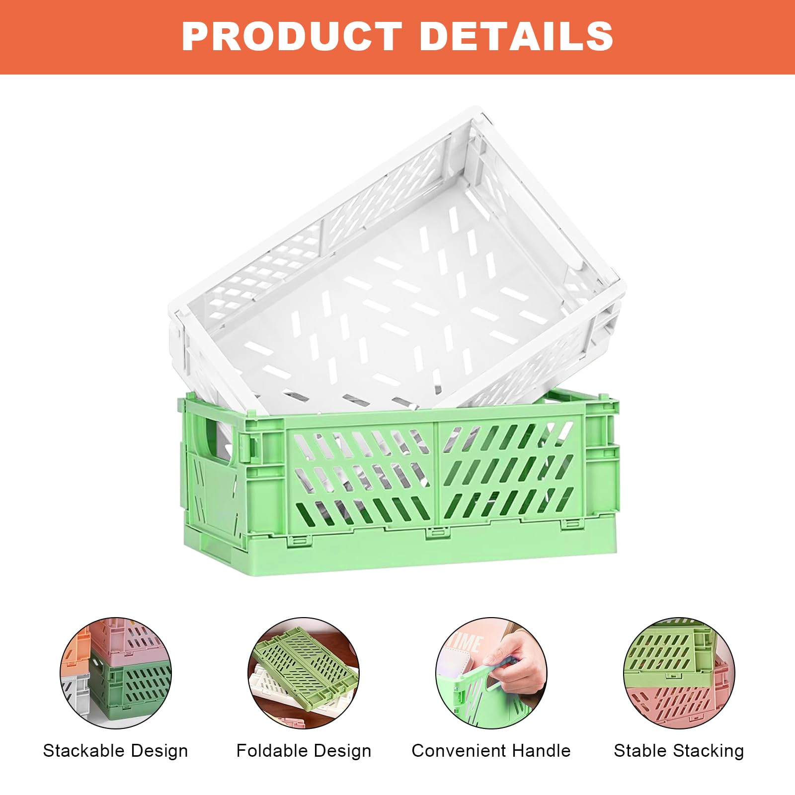 Lot De 4 Caisses De Rangement En Plastique Pliables,Boîtes De Rangement, Boîtes De Rangement Empilables,Cubes,Home Office,Chambre à Coucher,Cuisine