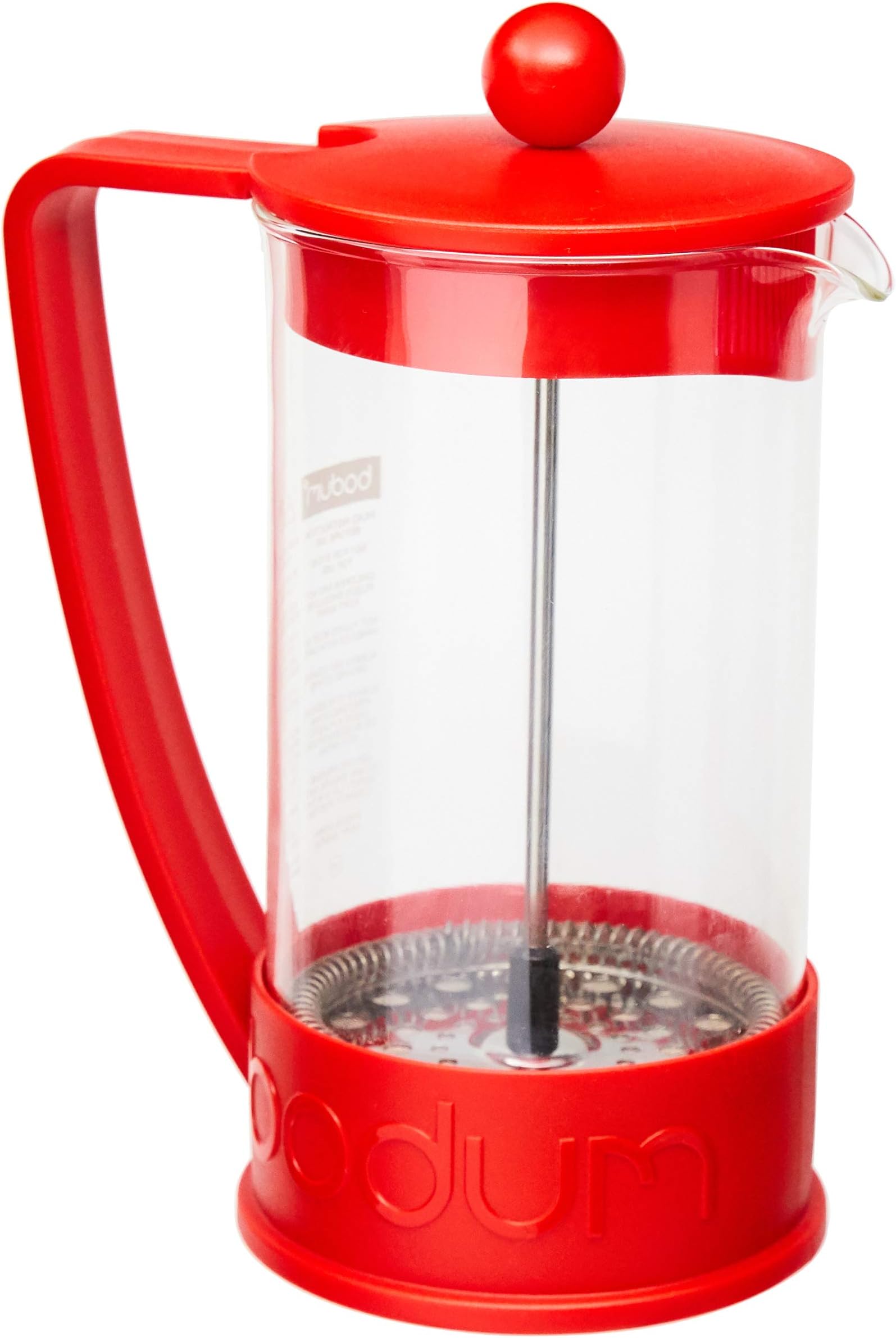 34oz Brazil French Press Coffee Maker, High-Heat Borosilicate Glass, Red - Made in Portugal