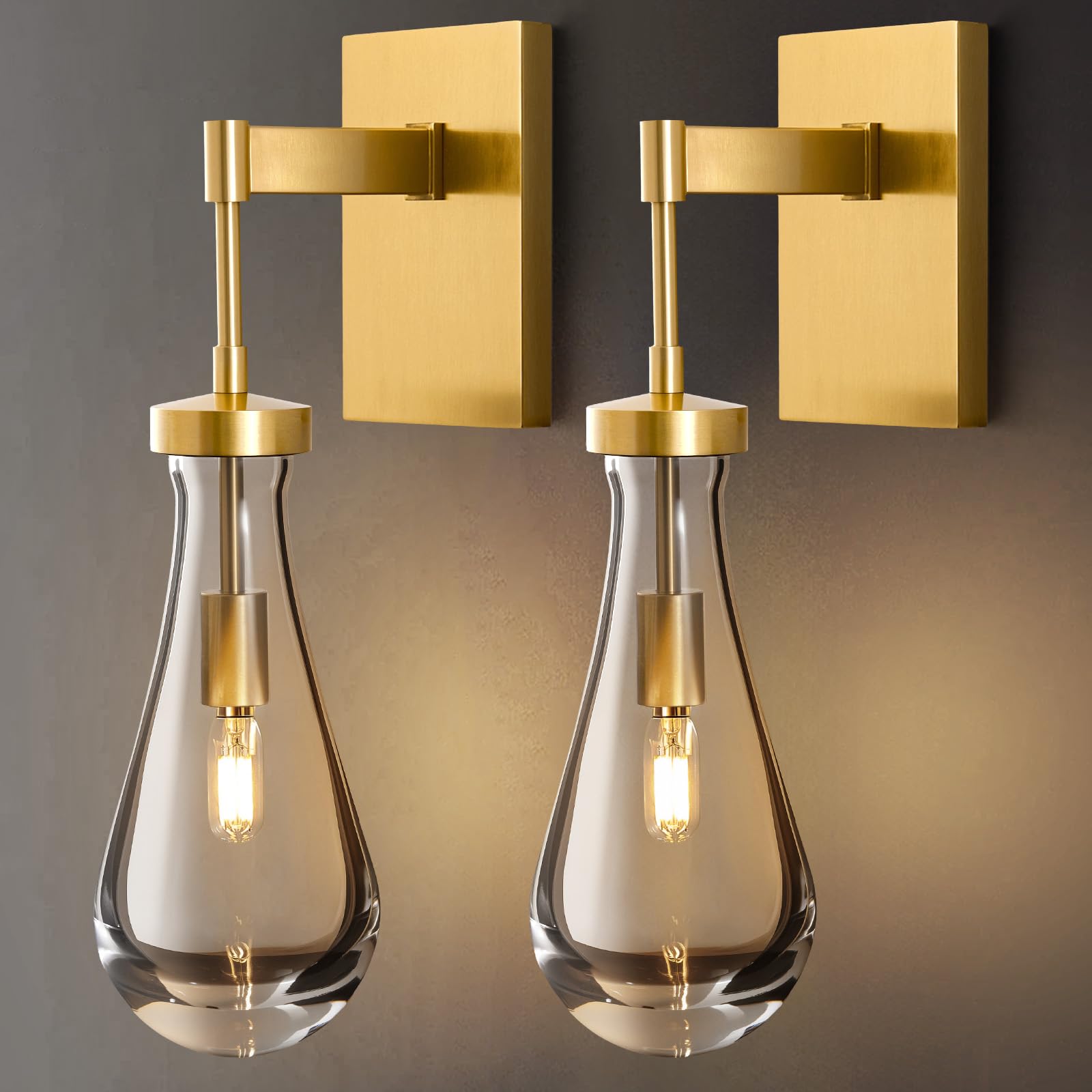Photo 1 of BlesULuk Brass Crystal Wall Sconce - Set of 2 Gold