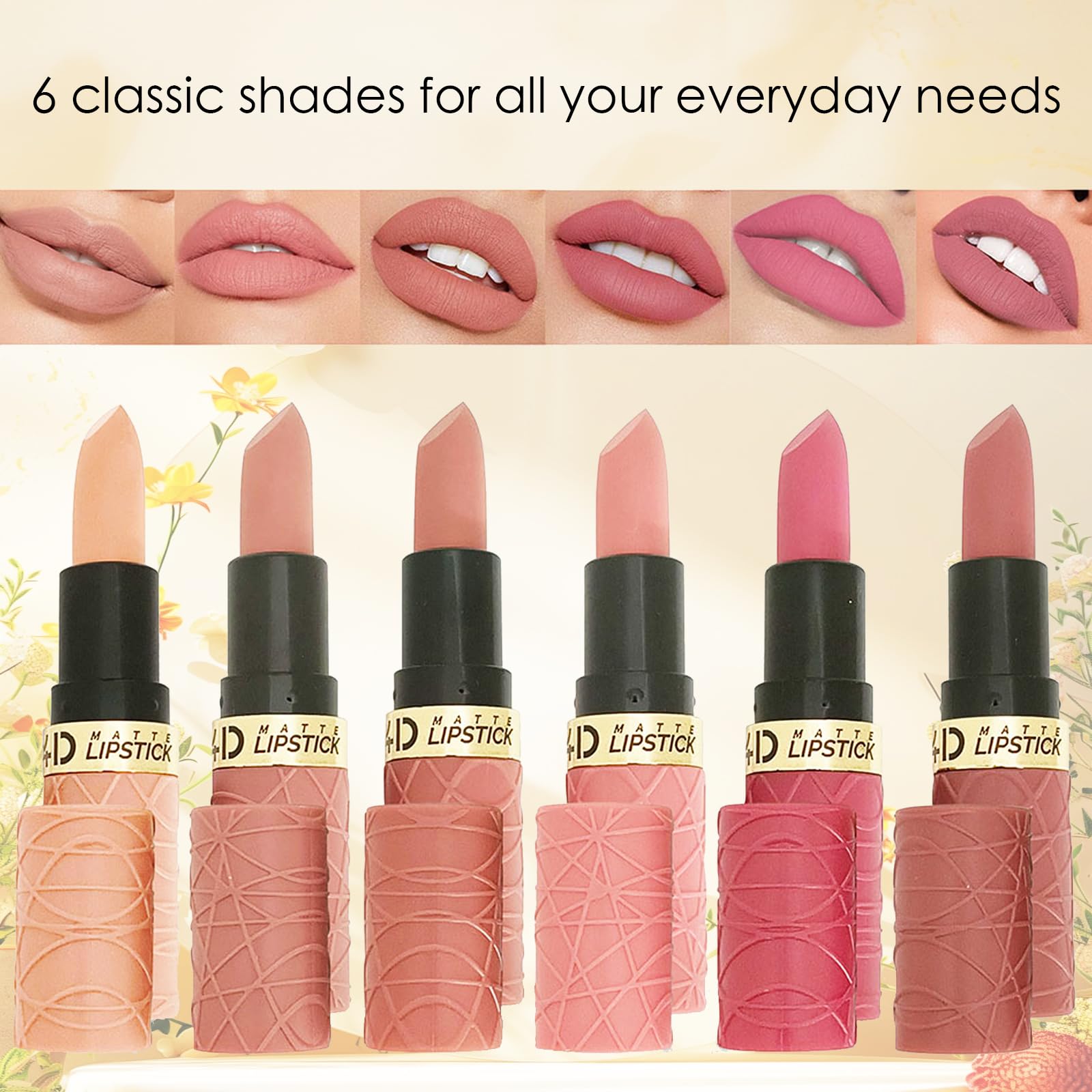 Nude Lipstick Set, 6PCS Long Lasting Matte Lipsticks Gift Sets for Women - Image 4