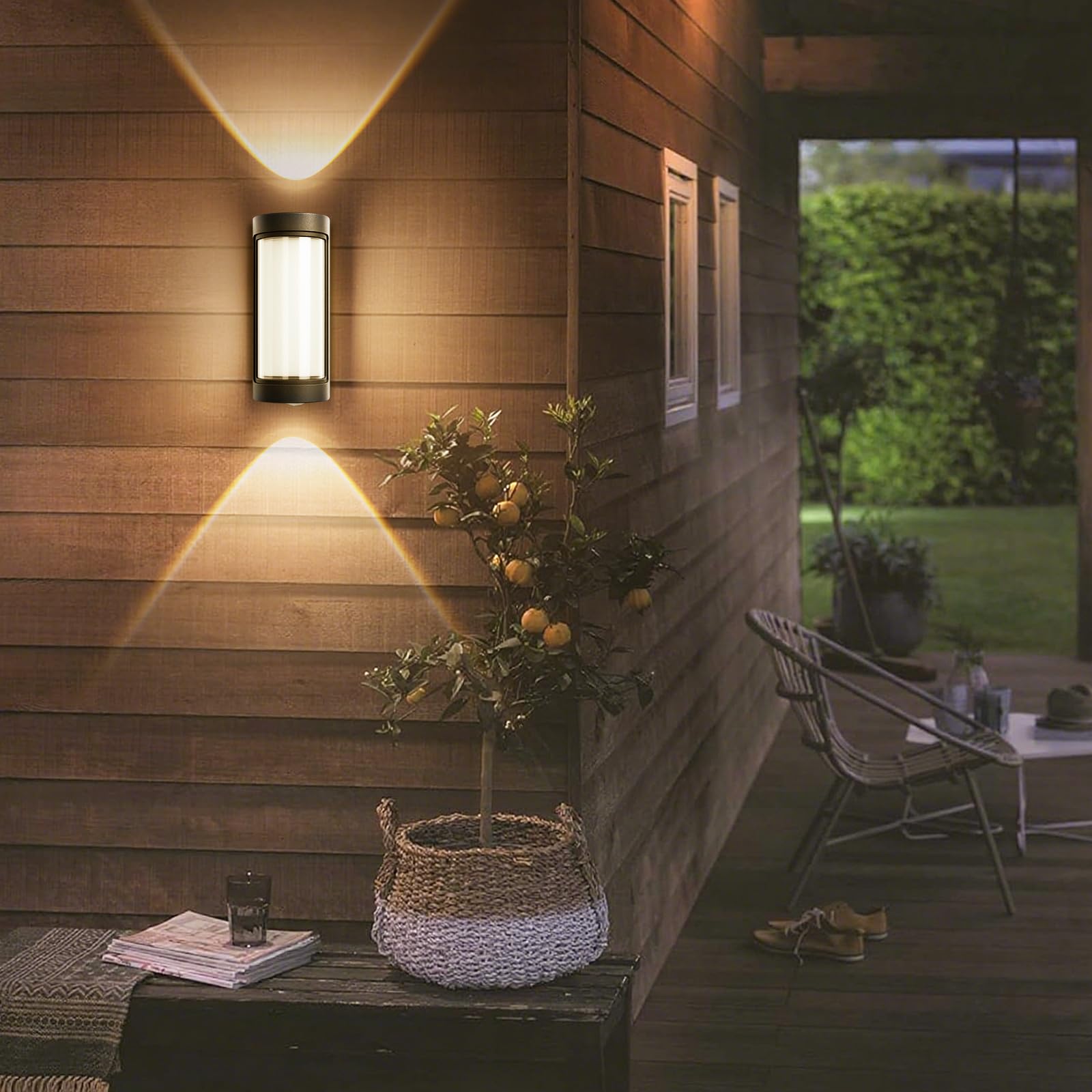 6 Stück Wandleuchte LED Wandlampe Innen/Aussen, IP65 Außenwandleuchte, Up Down Wandbeleuchtung 3000K Warmweiß für Wohnzimmer Schlafzimmer Garten, Schwarz