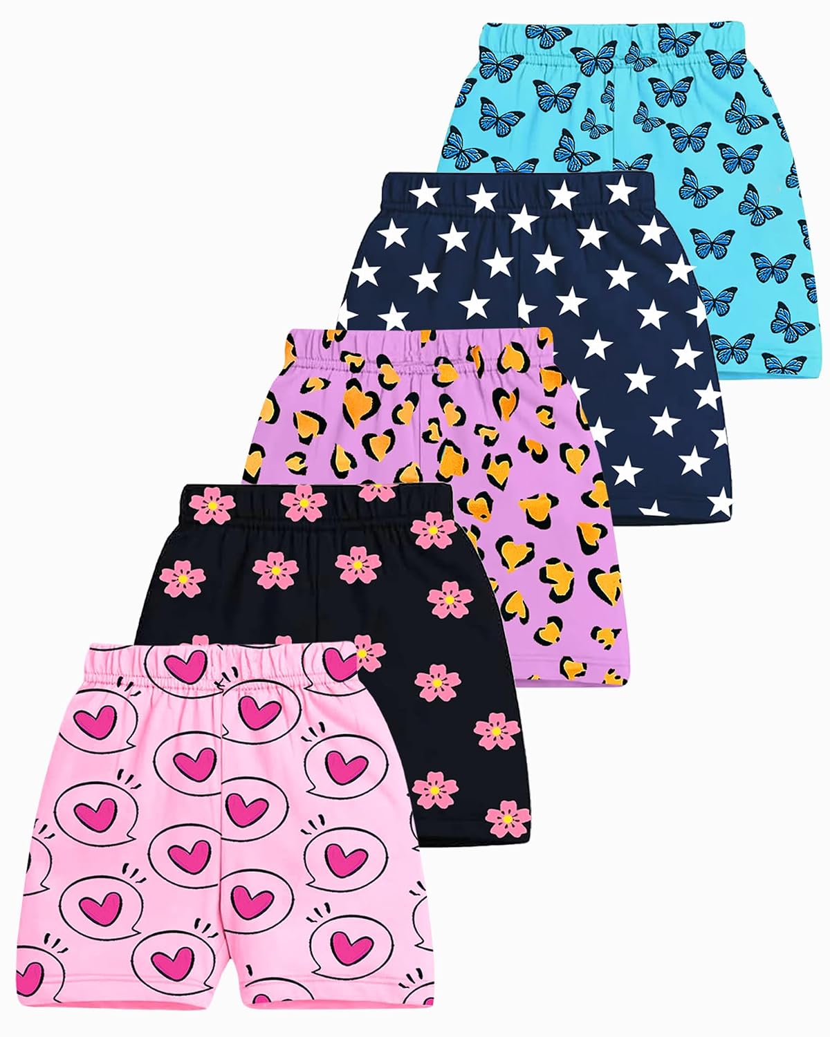 Kuchipoo Girls Cotton Printed Shorts | Elastic Waist | Summer Wear Shorts for Kids | Pack of 5 - Review, Price and Buying Guide