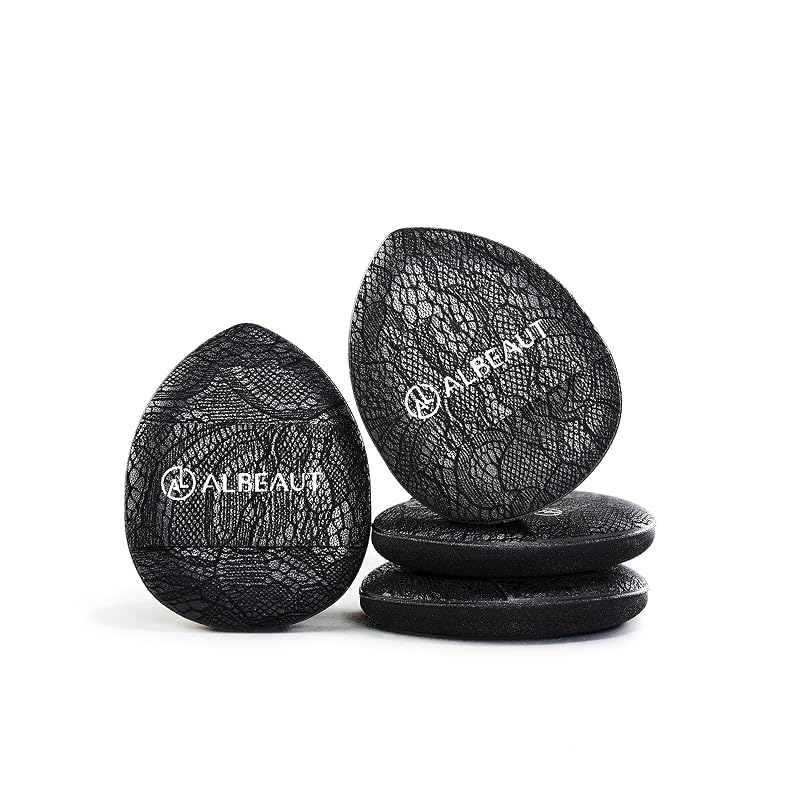 ALBEAUT Mini Puff para Maquiagem em Formato de Gota, com Faixa para o Dedo, 4 Unidades