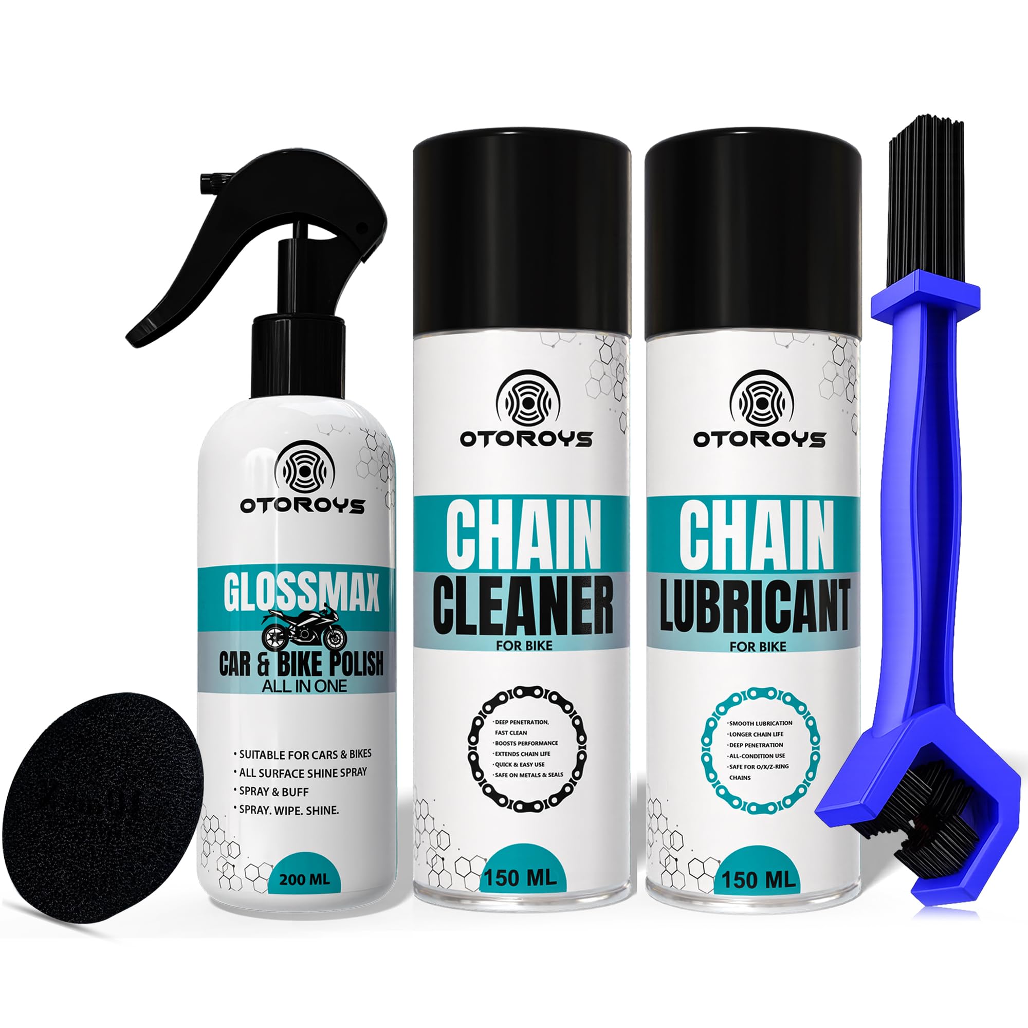 OTOROYS Chain Lubricant Spray & Chain Cleaner Spray(500 ML Each) and Cleaning Brush-picture-19
