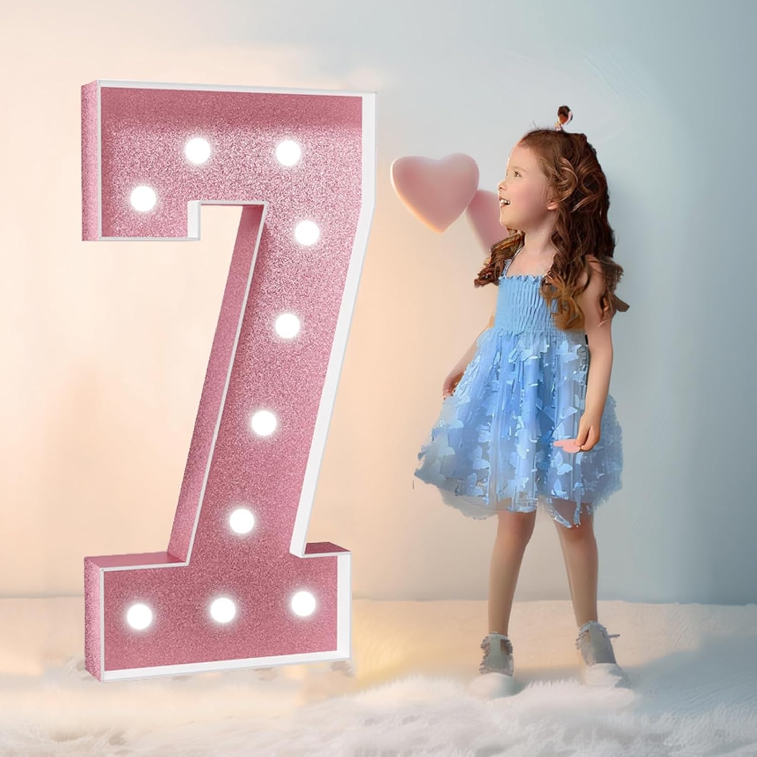 Marquee Light Up Numbers for 1st 16th 21st Birthday Decorations 10th Anniversary Party Decor Large Numbers DIY Pre-Cut Foam Board Kit Mosaic Numbers(Color:Number 7,Size:120cm/4FT)