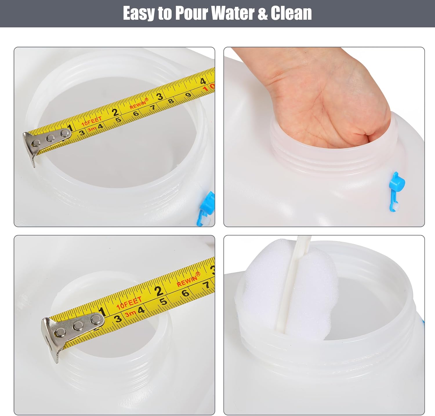 RedSwing 4.9 Gallon/18.5L Portable Water Container with Spigot, Water Storage Carrier for Camping Outdoor Hiking Backpacking, BPA Free, White