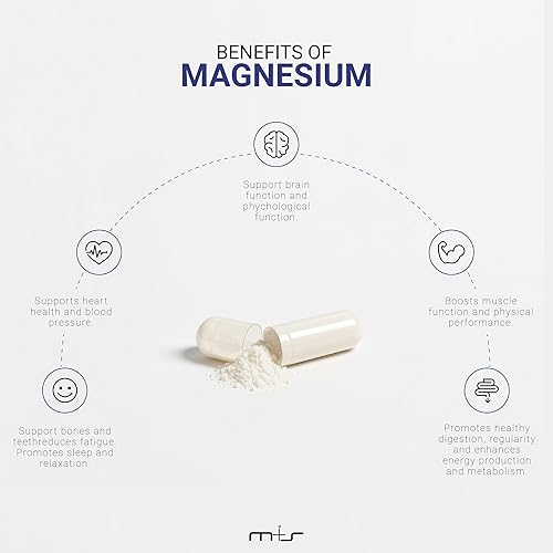 Miniatura 2 de M+S Complejo de magnesio – 420 mg de glicinato de magnesio, citrato de magnesio, malato de magnesio, promueve huesos saludables, apoya las funciones