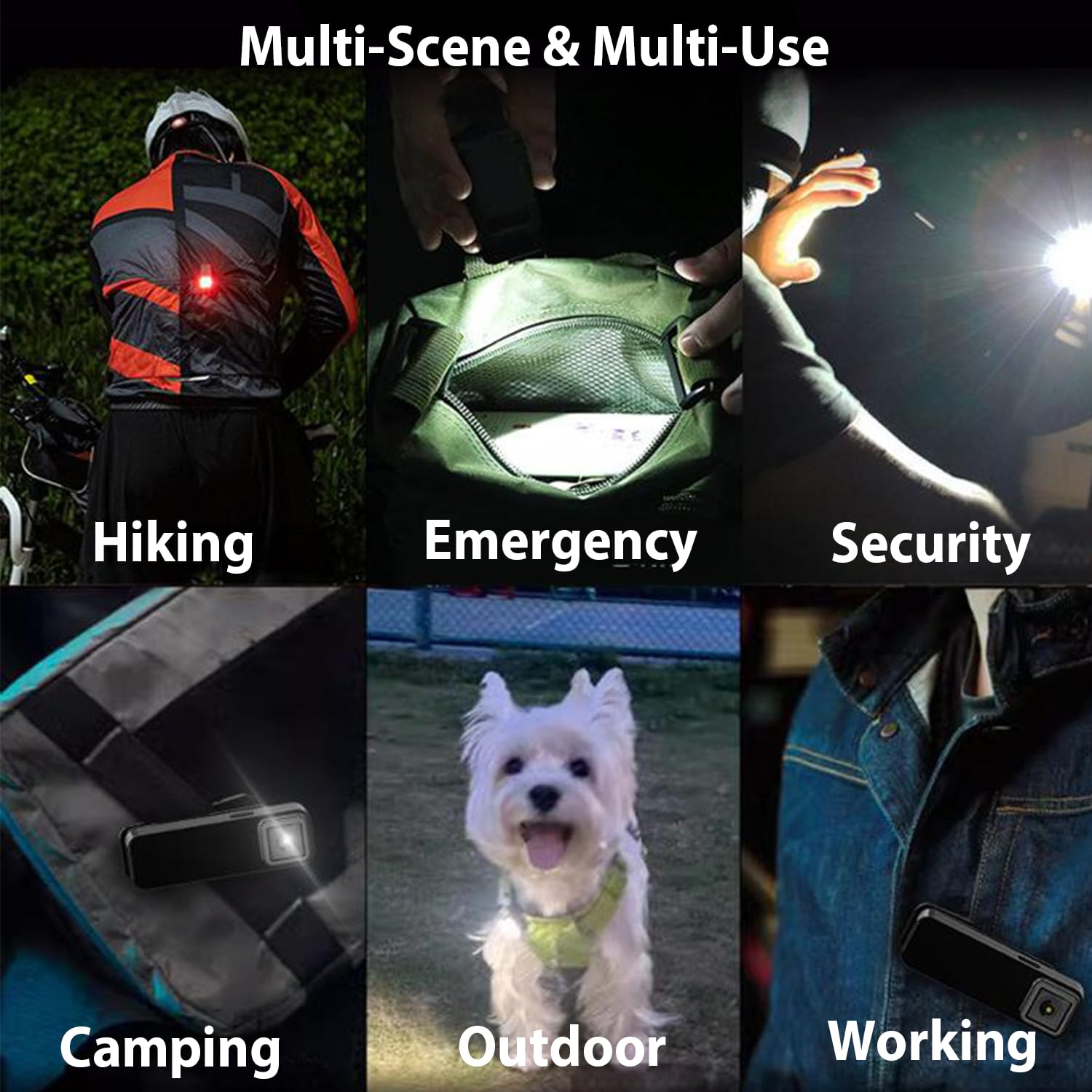 DUOJIN Waterproof Led Clip Torch TypeC Rechargeable Hand Free Pocket Torch 6 Lighting Modes 3 Brightness Levels Headlamp for Cycling Hiking Camping Walking Pets - Image 3
