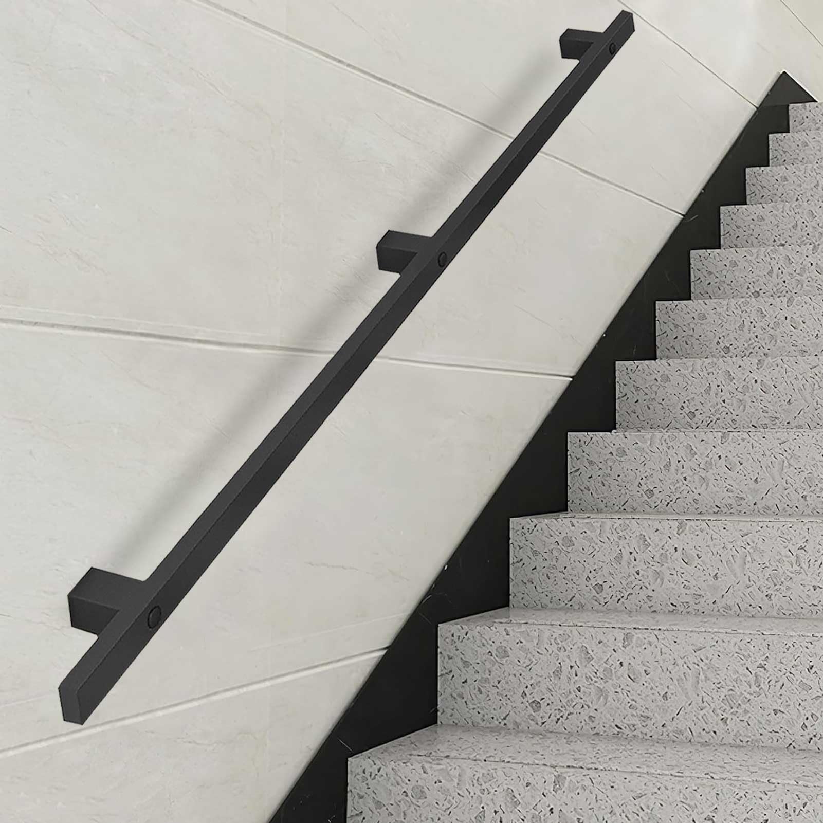 Moderne Wandhalterung, 180 cm, Schmiedeeisen, für den Innen- und Außenbereich, sichere Treppenhaus-Haltegriff mit Wandhalterungen und Metallschrauben
