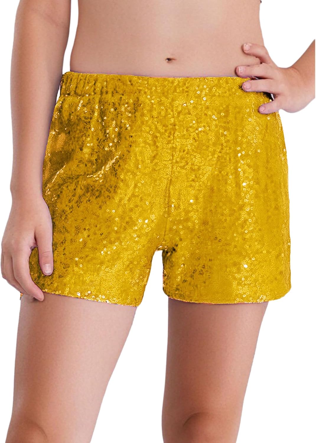 TiaoBug Kids Girls Sequins Ballet Dance Shorts Gymnastics Shorts Athletic Glitter Tumbling Bottoms Party Hot Pants