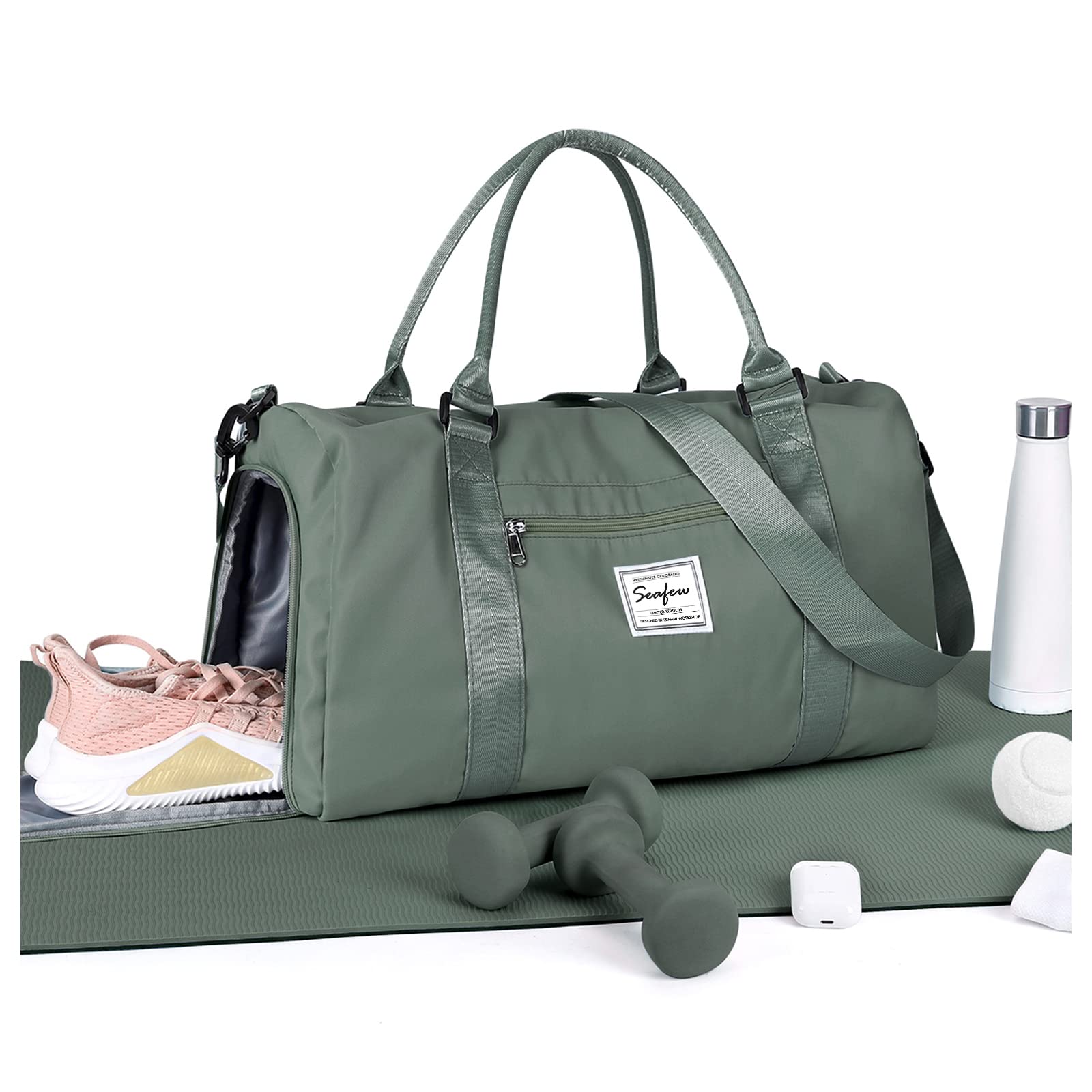 Sac De Sport YBCCBY 35L - Compartiment Chaussures Séparé - Imperméable - Pour Voyage, Sport, Week-End - Noir
