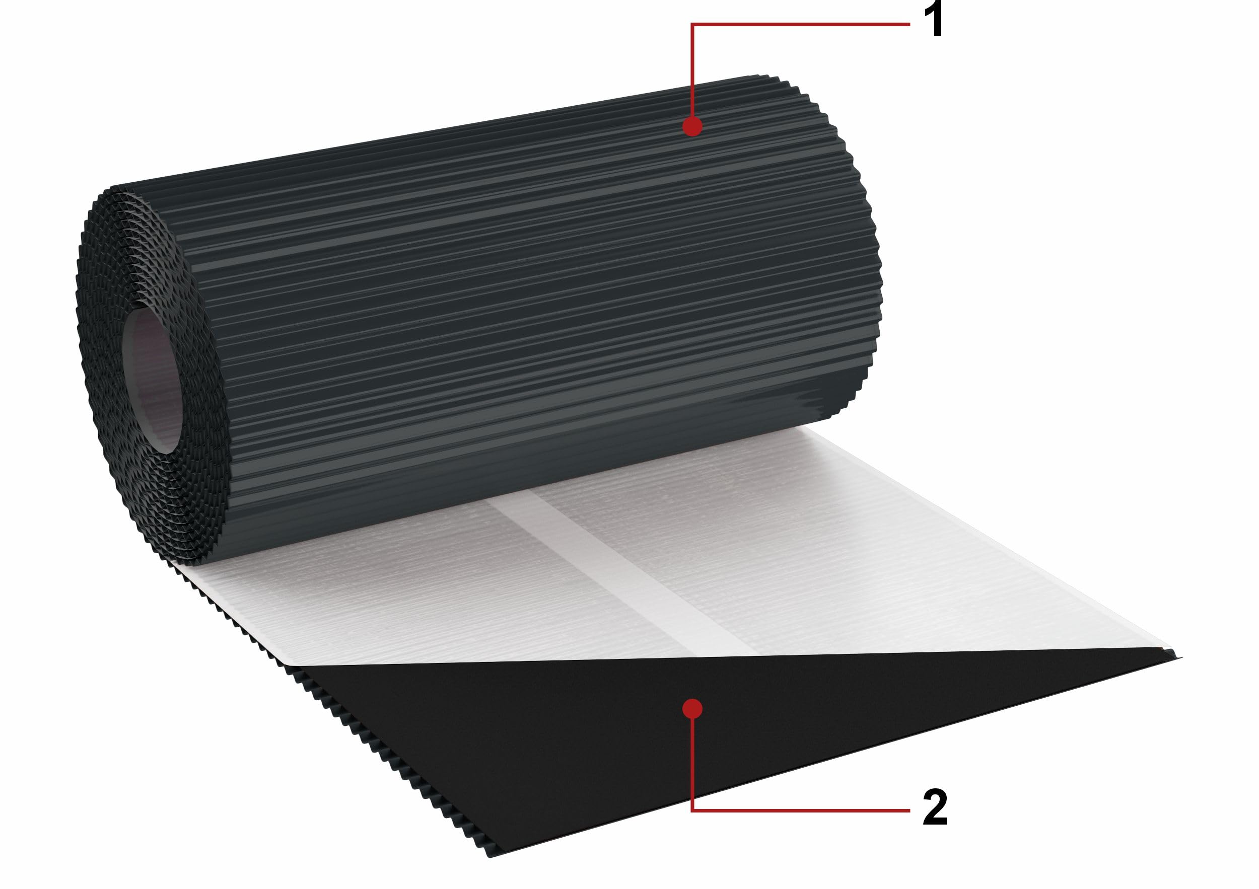 FLEX STANDARD 300mm x 5,0m Wandanschlussband/Kaminanschlussband ALU 2D Struktur (RAL3011 - Rot)