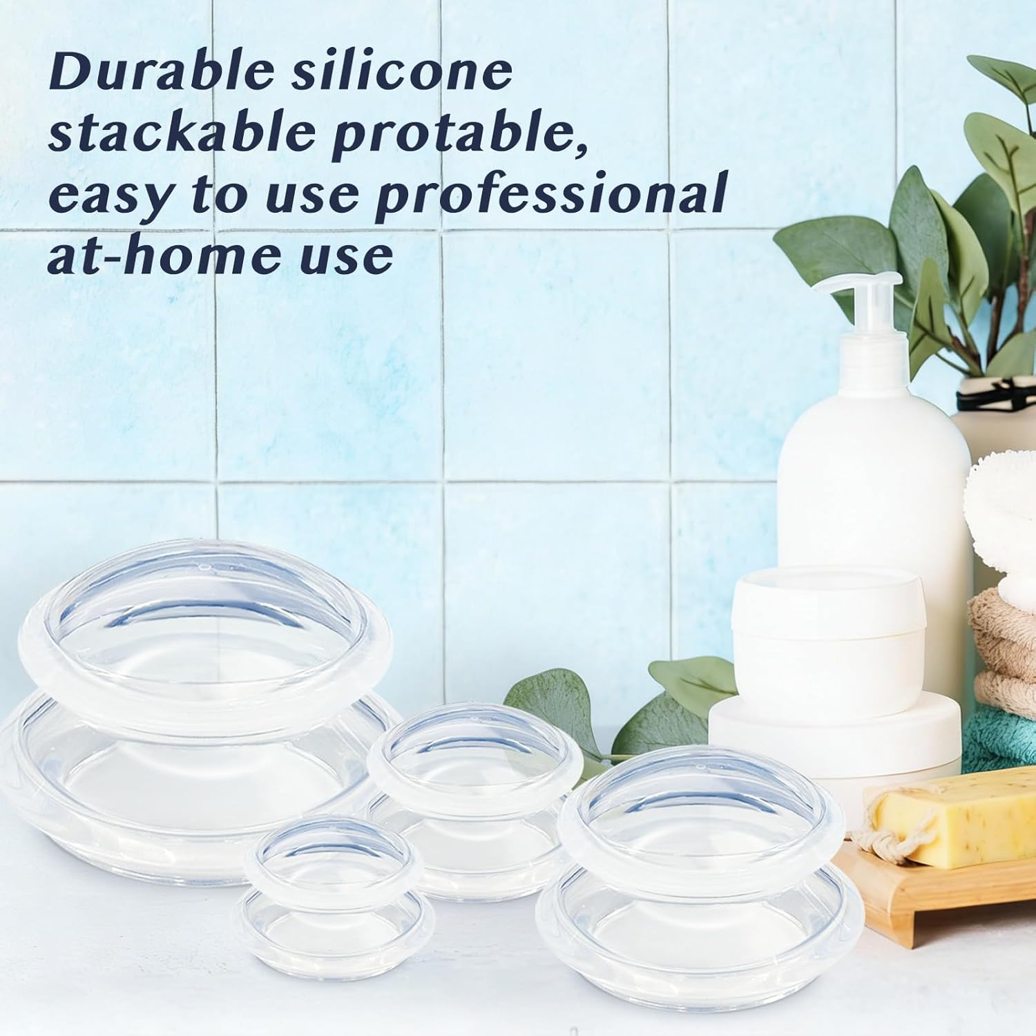 16 Pcs Silicone Cupping Therapy Set 4 Sizes Clear Massage Cups Kit Professional Therapy Studio and Home for Cellulite Reduction Body Myofascial Muscle Nerve Joint Pain