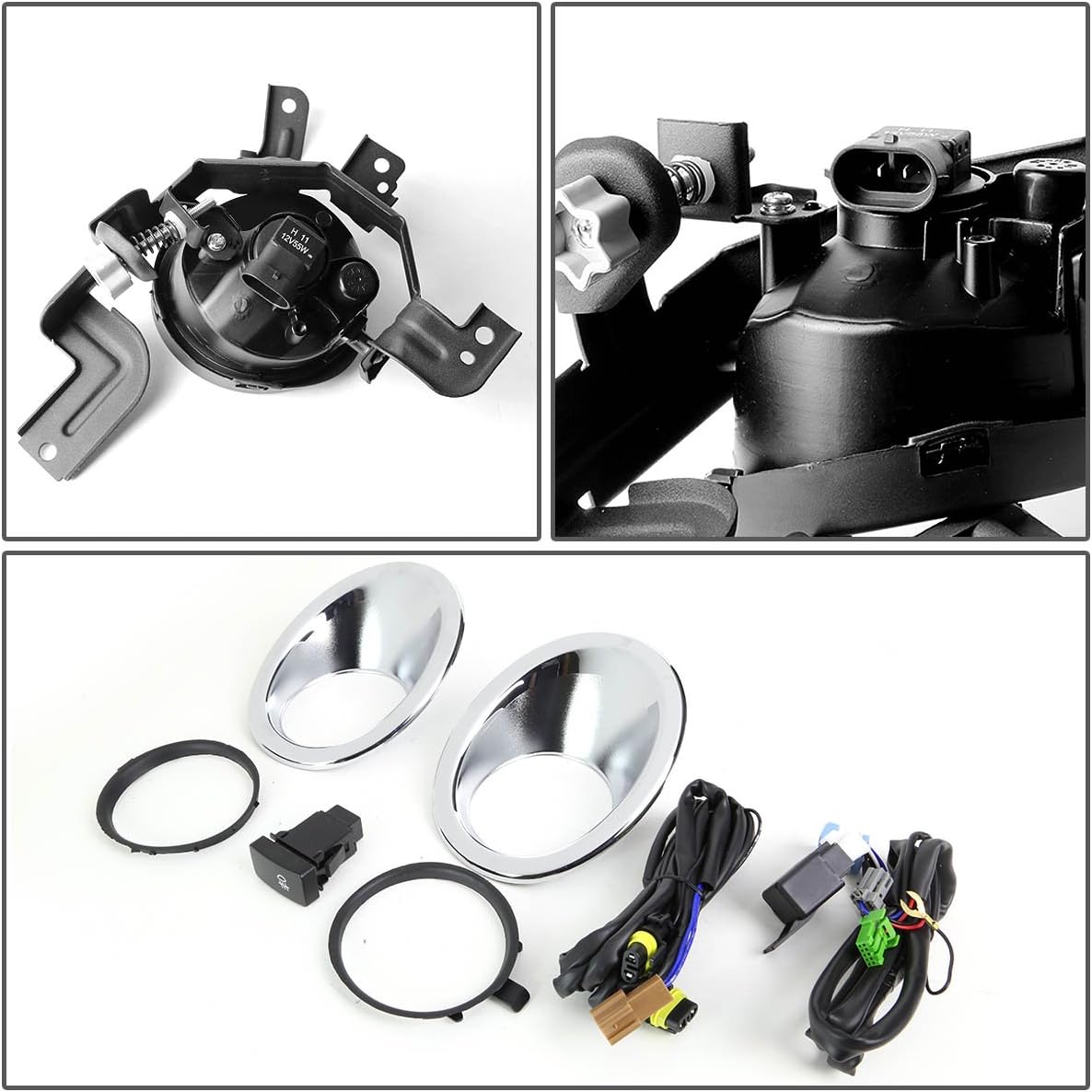 Auto Dynasty Fog Lights Assembly Compatible with 2007-2009 Honda CRV Front Bumper Driving Fog Lamps w/Switch and Bezel, Driver and Passenger Side, Clear Lens