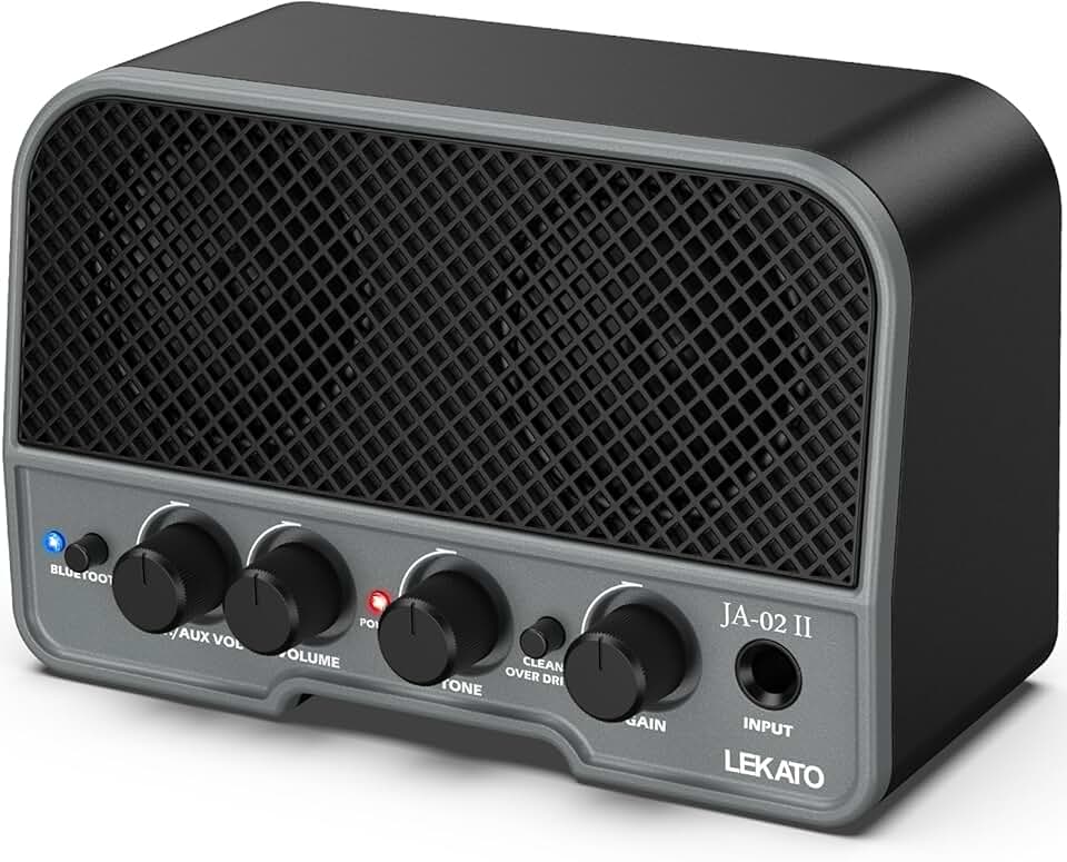 LEKATO Mini Amplificador de Guitarra Recarregável para Guitarra Elétrica 5W, Canais Limpo/Overdrive, Amplificador Portátil Pequeno para Prática de Guitarra, Preto