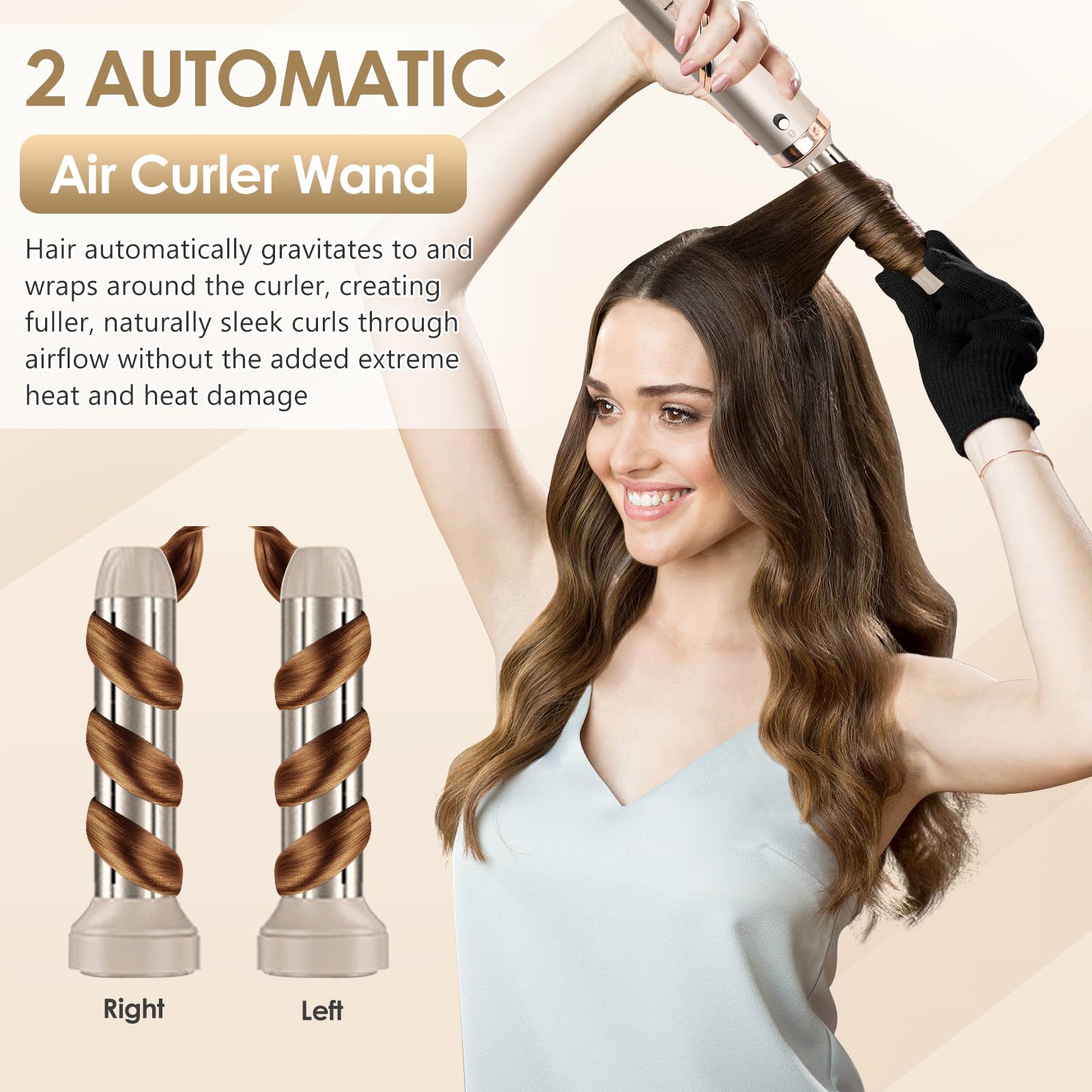 Anluomania Spazzola Asciugacapelli 5 in 1, Spazzola Ad Aria Calda 1000W, Asciugacapelli, Air Styler, Ferro Arricciacapelli Ad Aria Calda, 3 Temperatura, per Capelli Ricci, Volumizzante, Lisciante