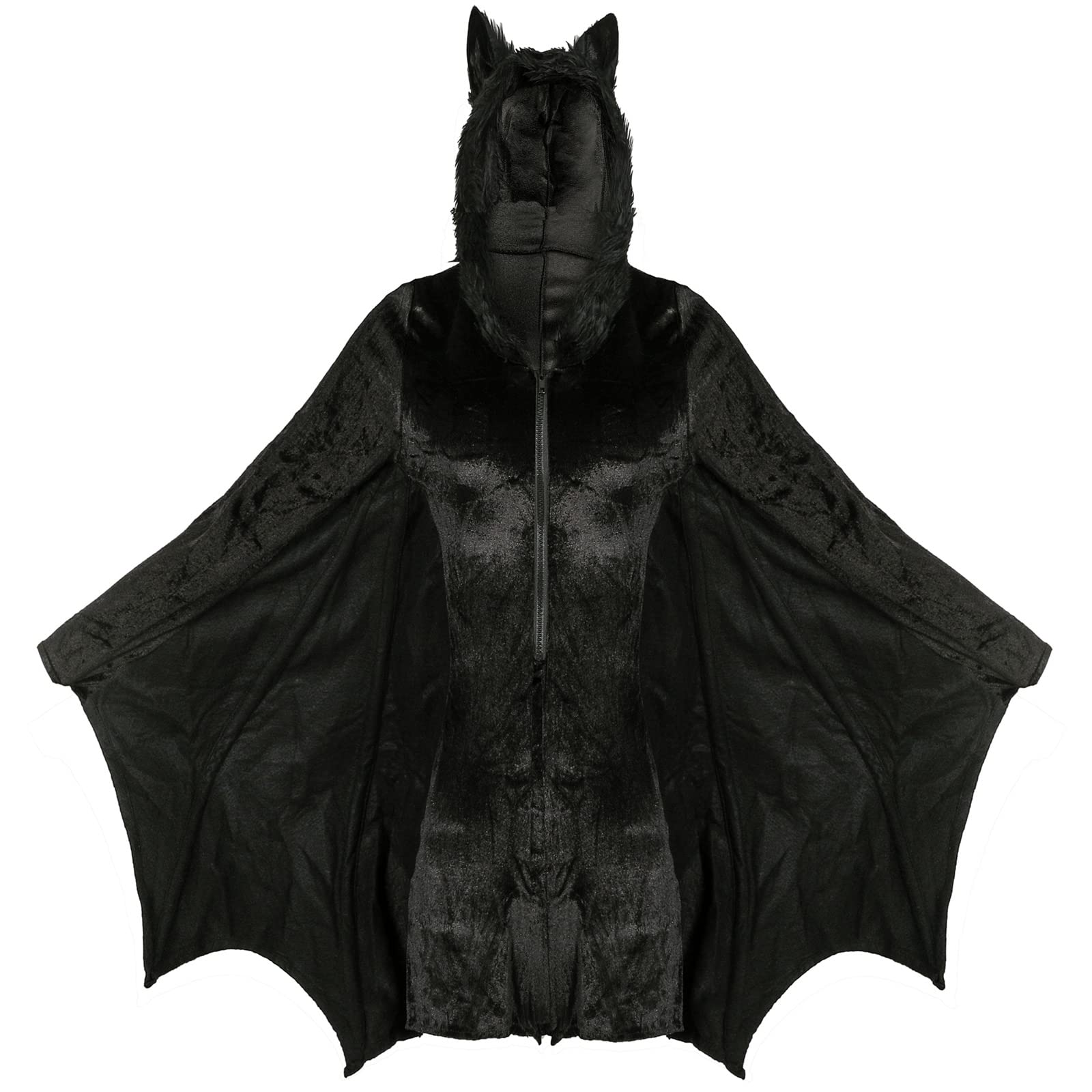 Joellfuner Déguisement Chauve-souris Femme – Sweat Zippé Batgirl Avec Ailes Et Capuche Oreilles – Costume Halloween Gothique – Tailles M à XXL