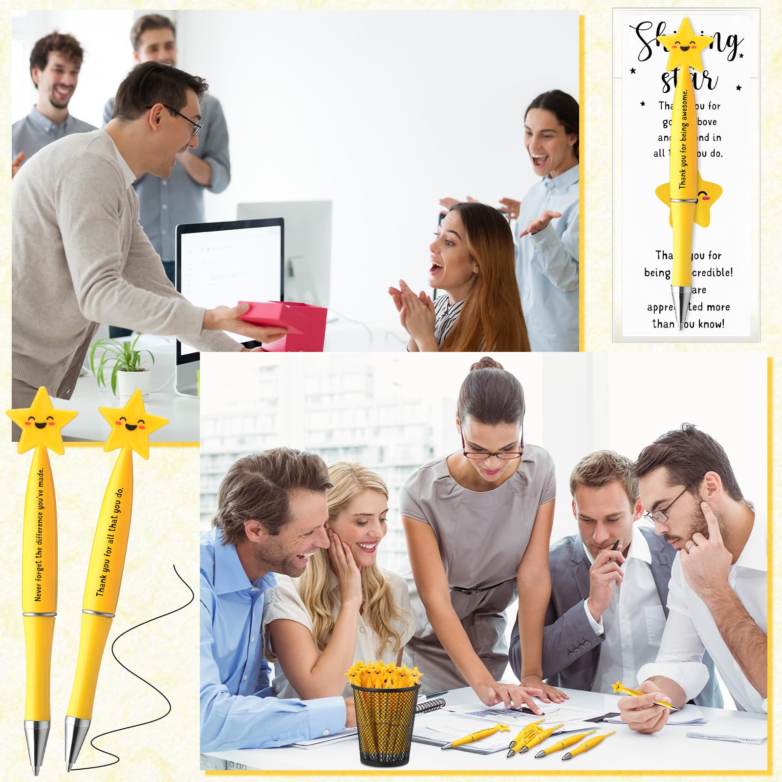 Qilery 50 x Stifte für Mitarbeiter mit Sternen, 10 Stile