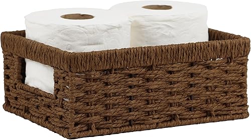 Miniatura 10 de Cestas de mimbre, cestas para organizar, cesta tejida de ratán para almacenamiento, contenedores organizadores con asas integradas, cesta de Jacinto