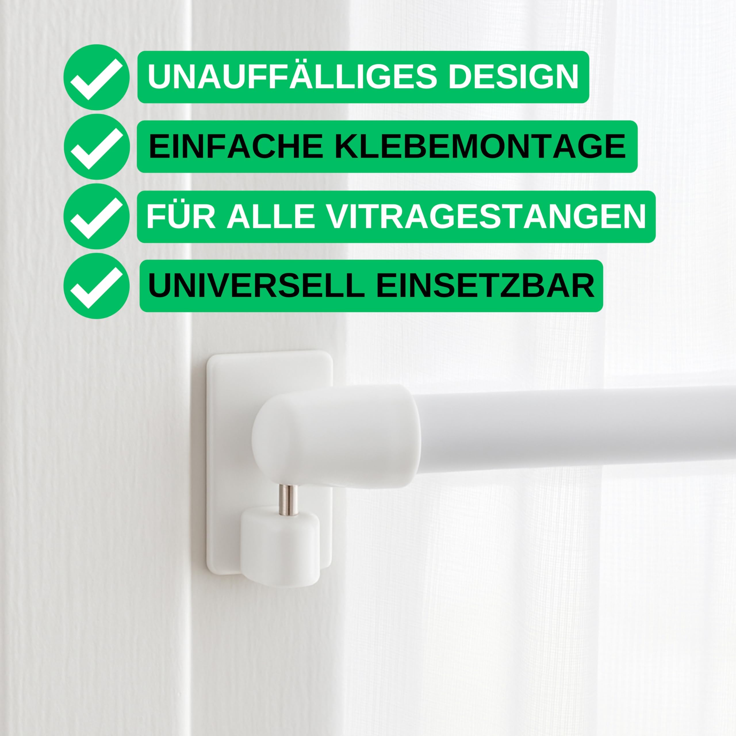 Gardinenstangen Klebehaken, 12 Stück, in Weiss, selbstklebende Haken mit 24 x 16 mm, für Fensterrahmen, Glas, Fliese, Tür, Vorhanghaken Stange, Gardinenhalter Fenster, Vitrastange Fensterhaken