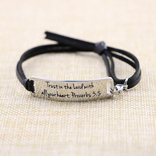 Miniatura 2 de Pulseras religiosas para mujer, regalos cristianos inspiradores para ella, regalo personalizado de las Escrituras para cumpleaños, pulsera de cuero