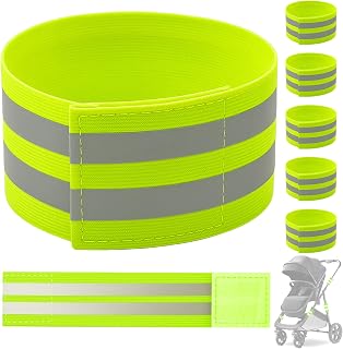 6-Pack Reflective Bands for Strollers, High Visibility Reflector Stroller Identifier for Walking at Night, Light Reflective Gear Baby Stroller Accessories