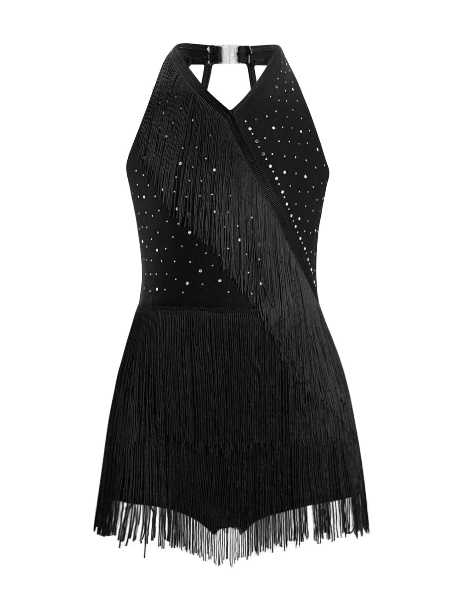 Alvivi Abito da Ballo Latino Americano Bambina Frange Body Balletto con Strass Vestito da Ballo Moderno Danza Classica Body Ginnastica Ritmica Dancewear