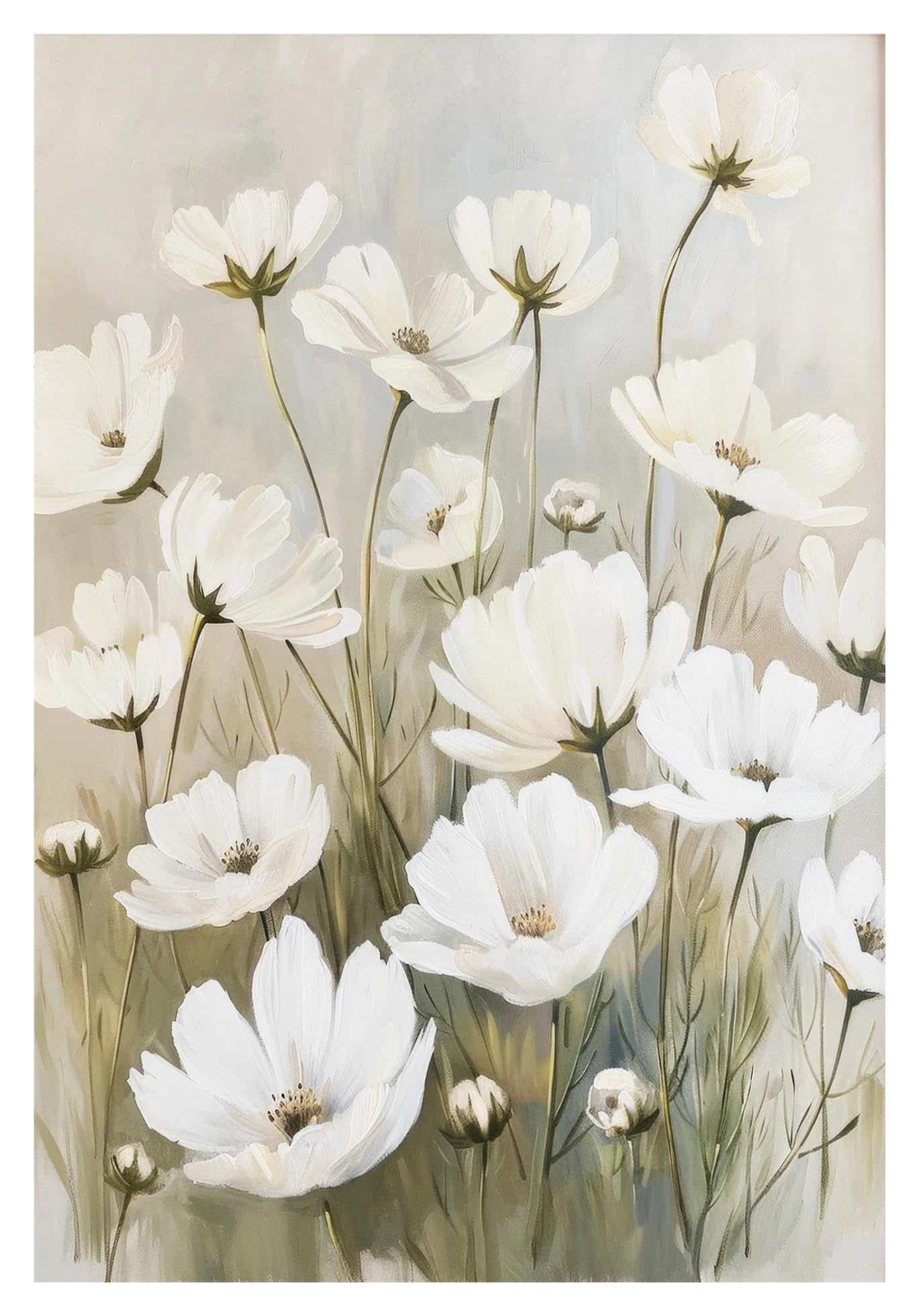 XENITE Wall Art Canvas Prints Wildflowers White Roses Clouds Swans Bunny Poster Prints Canvas Painting Wall Art Pictures Home Living Room Decor(J,30x40cm)