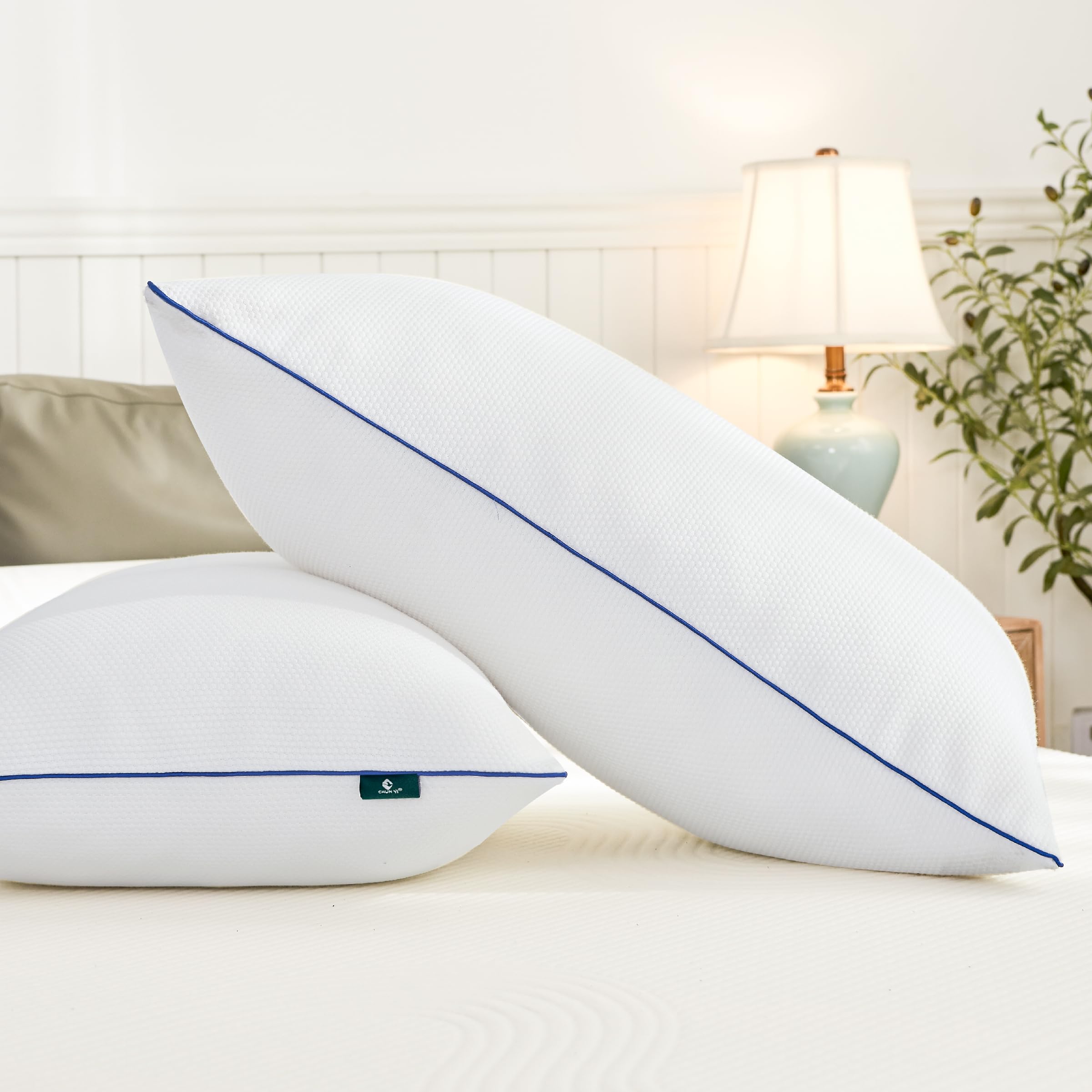 CHUN YI Shredded Memory Foam Pillows King Size Set of 2, Adjustable Soft & Firm Pillow for Side Back Sleepers, Bed Pillows for Sleeping 2 Pack with Removable Cover, 20x36 in