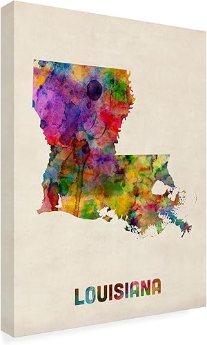 Trademark Fine Art Louisiana Map by Michael Tompsett - Lienzo decorativo para pared, 14 x 19 pulgadas