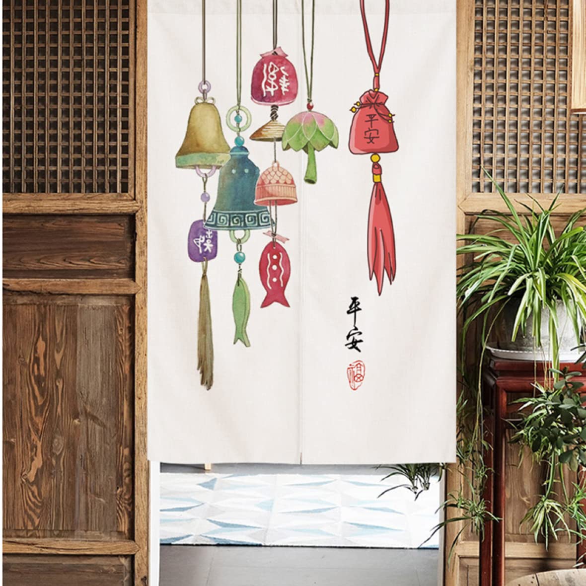 ma❤︎さま特注品♥のれん風カフェカーテン♡コクリコ花柄 北欧 合計5枚 minana / カフェカーテン 小窓カーテン 小窓用 カーテン 花柄