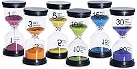 KUSMIL 6 Pack Colored Sand Timers Hourglass Set - 1/3/5/10/15/30 Min for Kids Classroom Kitchen Games Office Decor