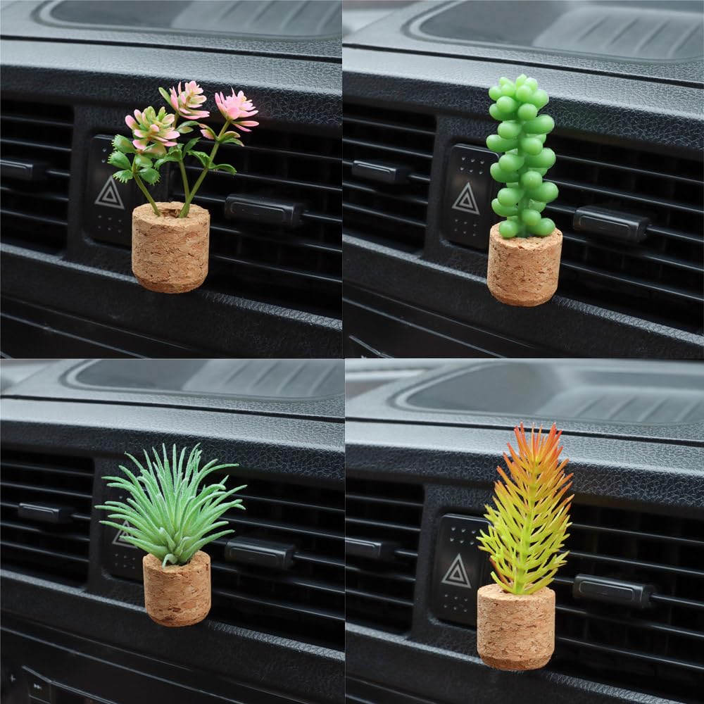 ZOSTLAND Künstliche Weihnachtspflanze, Auto-Lüftungsschlitz-Clip, Dekoration, Auto-Lüftungs-Clip, Magnet, Kühlschrank-Stick, Auto-Innendekoration, personalisierbar, Auto-Dekoration, Geschenk (4