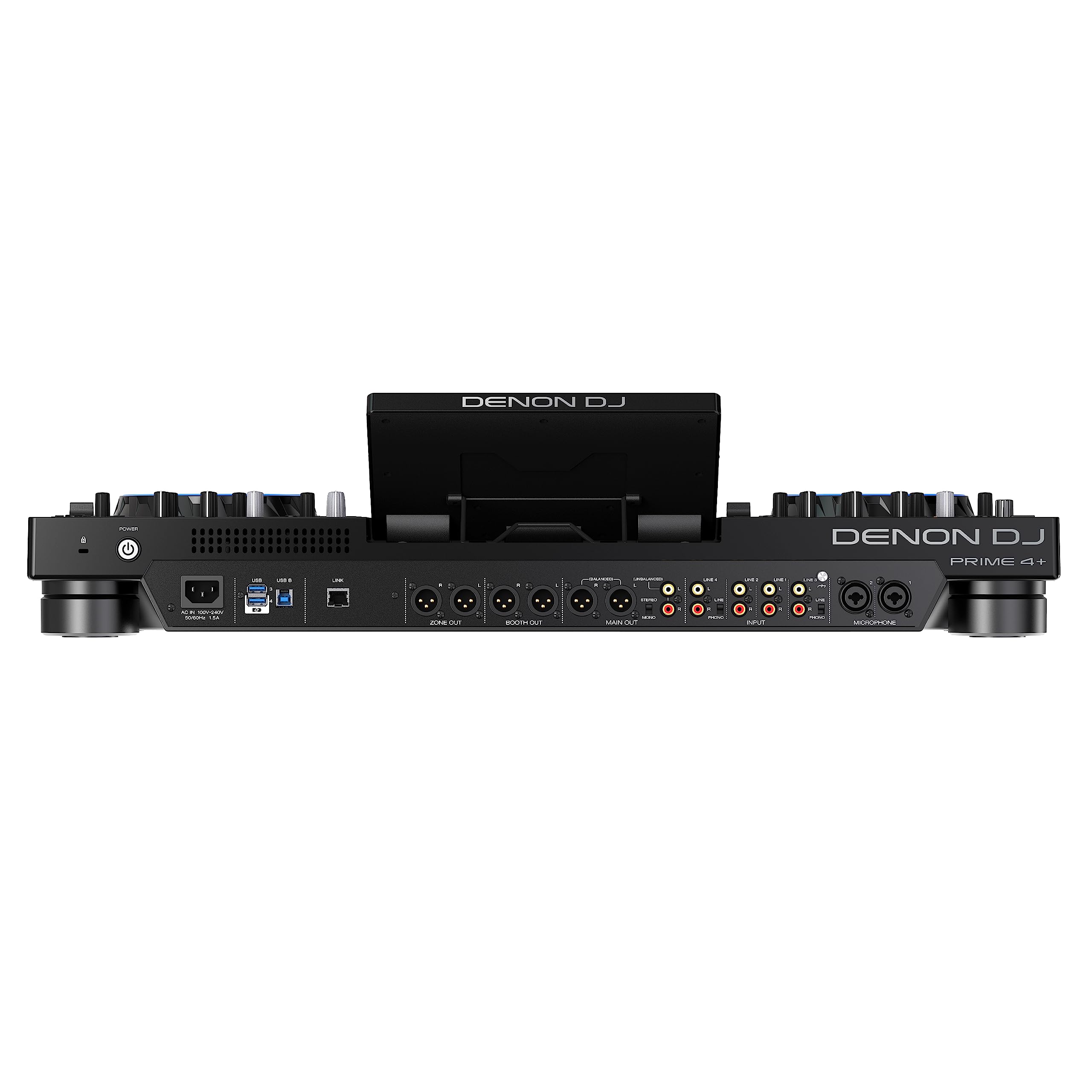 Denon DJ PRIME 4+ Controller 4-Deck Stem Separation Wi-Fi Mixer Drop Sampler 10.1" Touchscreen Luci Nero
