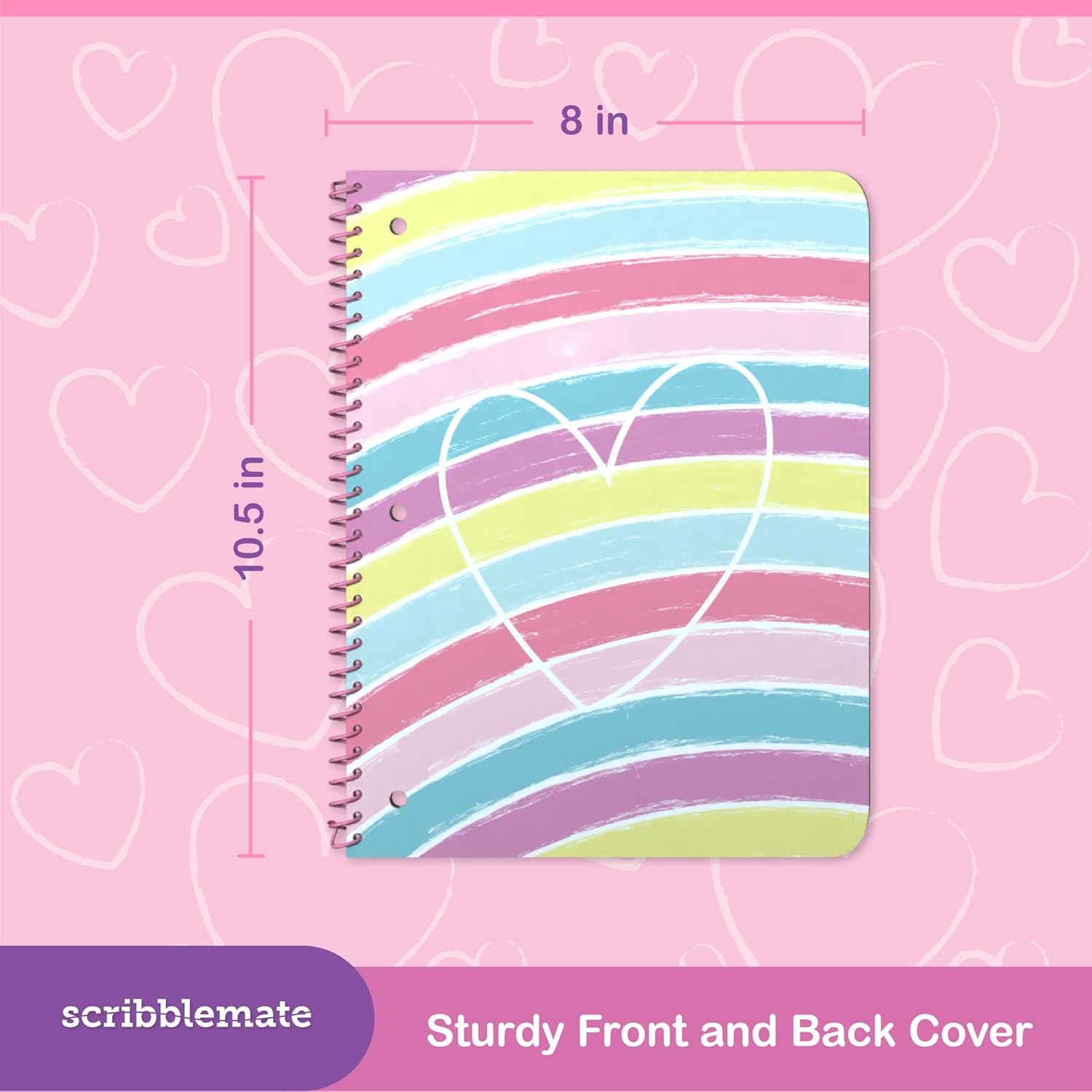 Spiral Notebooks for Kids - Cute Notebook for Girls - 8 x10.5 Inch Wide Ruled Kids Notebook 100 Sheets - 200 Pages, 2 Interior Pockets (48 Pack)