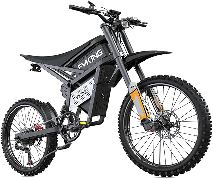 FVKING E6 Ultra Electric Dirt Bike for Adults, 3000W Electric Motorcycle 60V 30AH Dual Battery Off-Road Ebike, 53MPH Max Speed Full Suspension Mountain Electric Bike